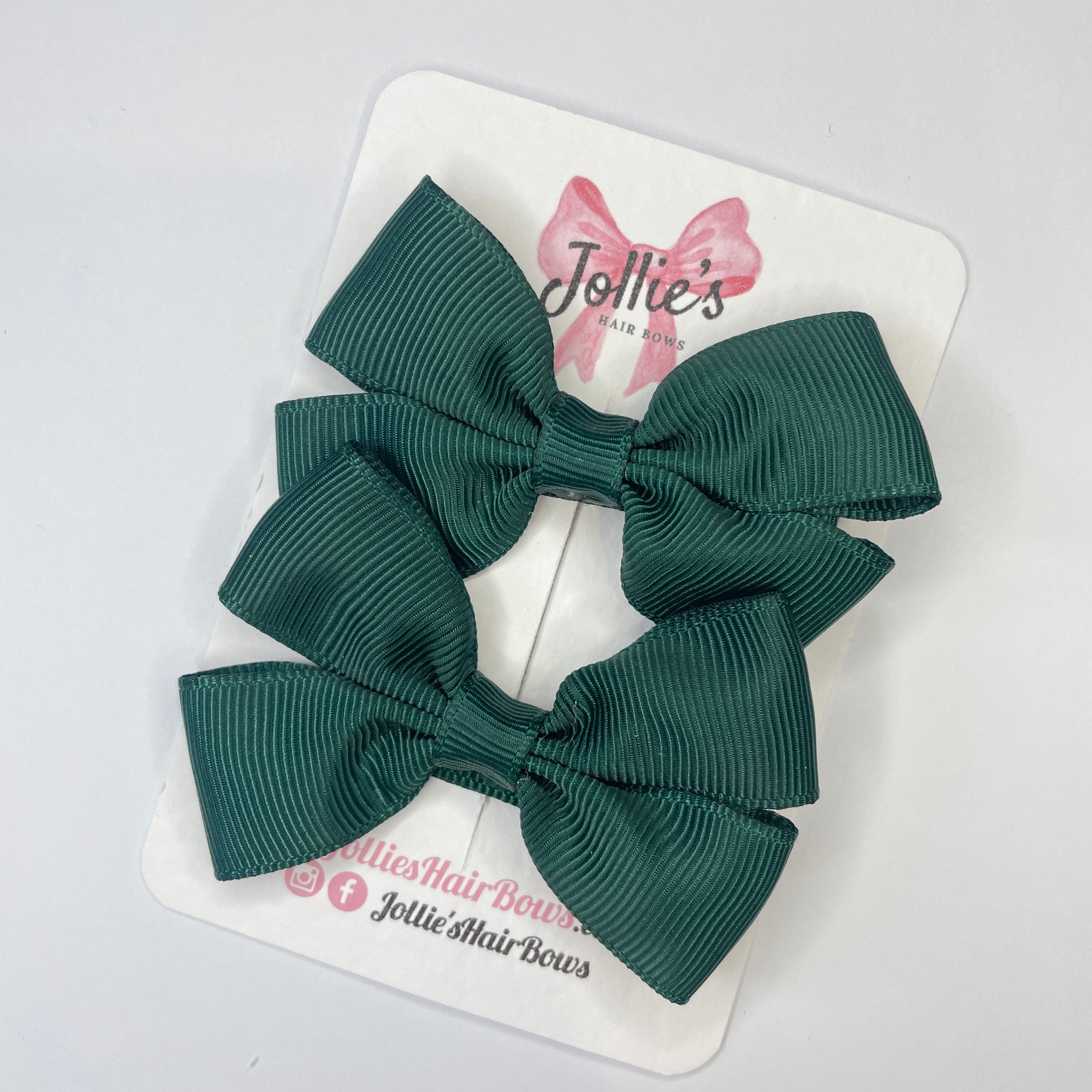 2.5inch Classic Bow with Clip (pair) - Spruce