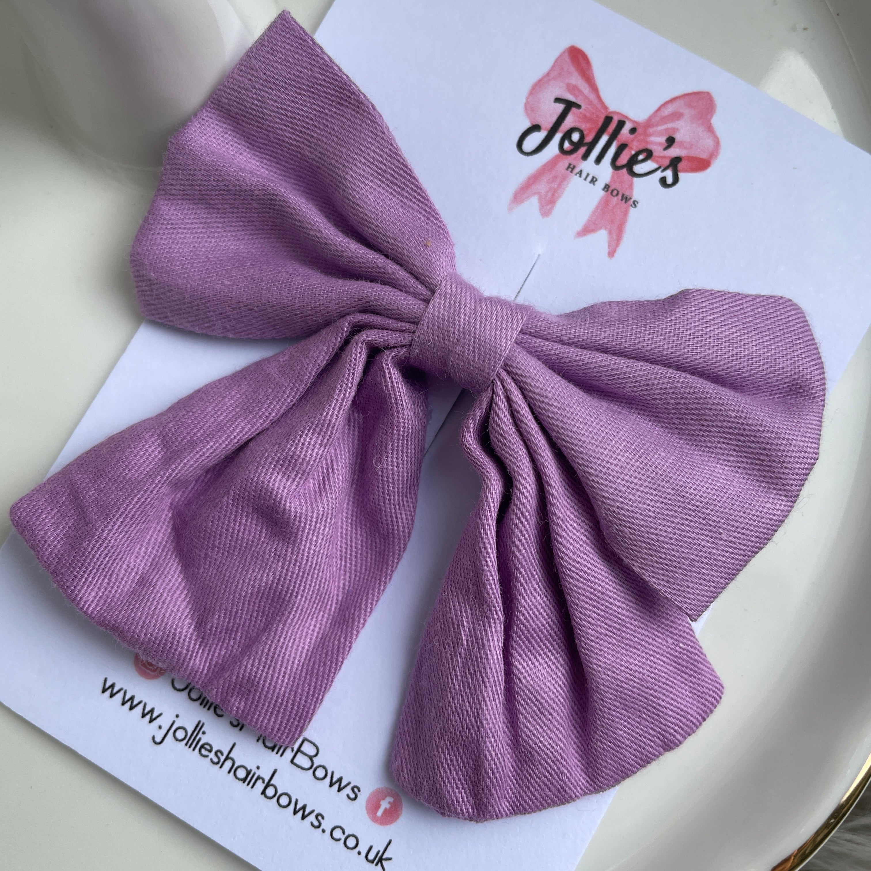 3inch Fabric Bow Clip - Purple