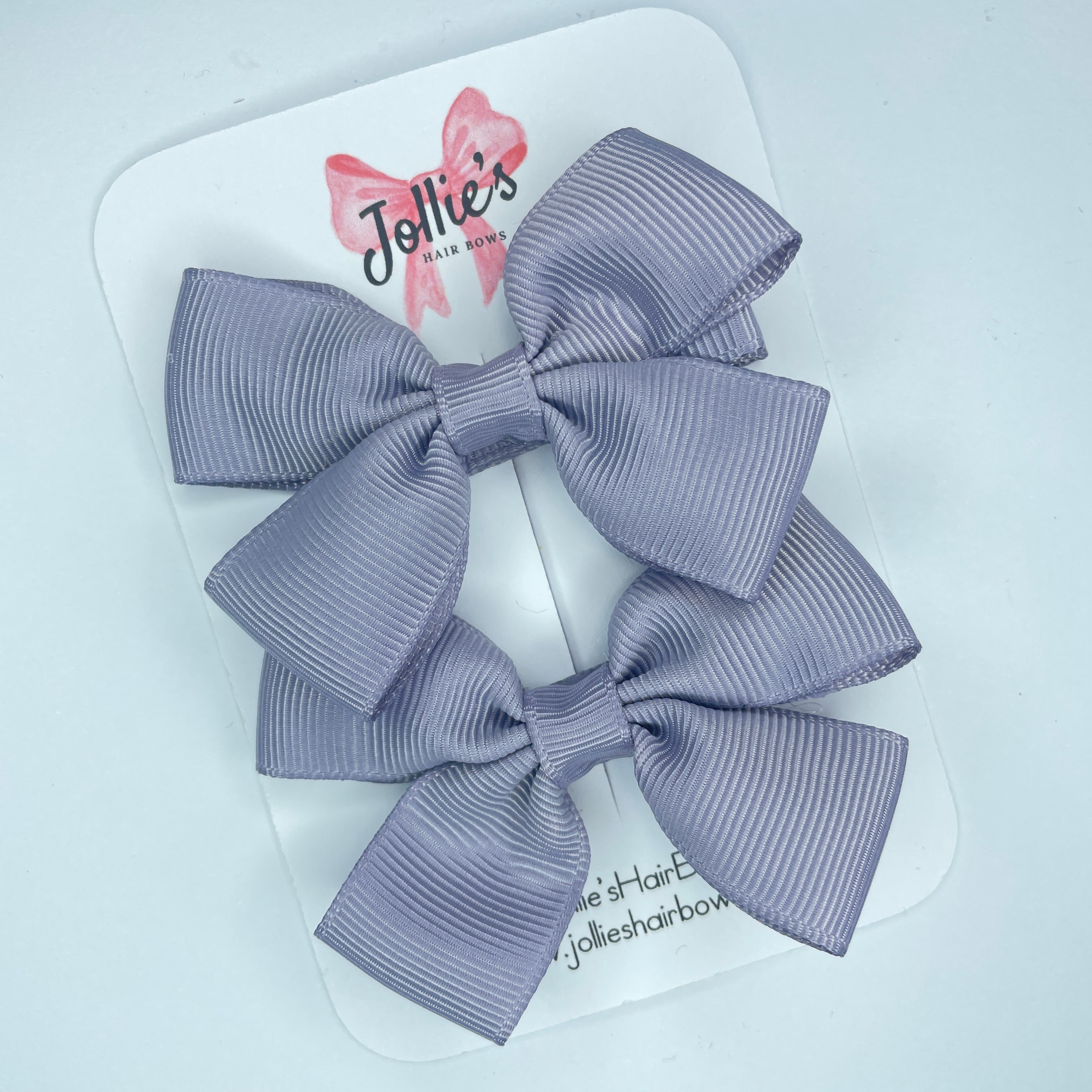 2.5inch Classic Bow with Clip (pair) - Thistle