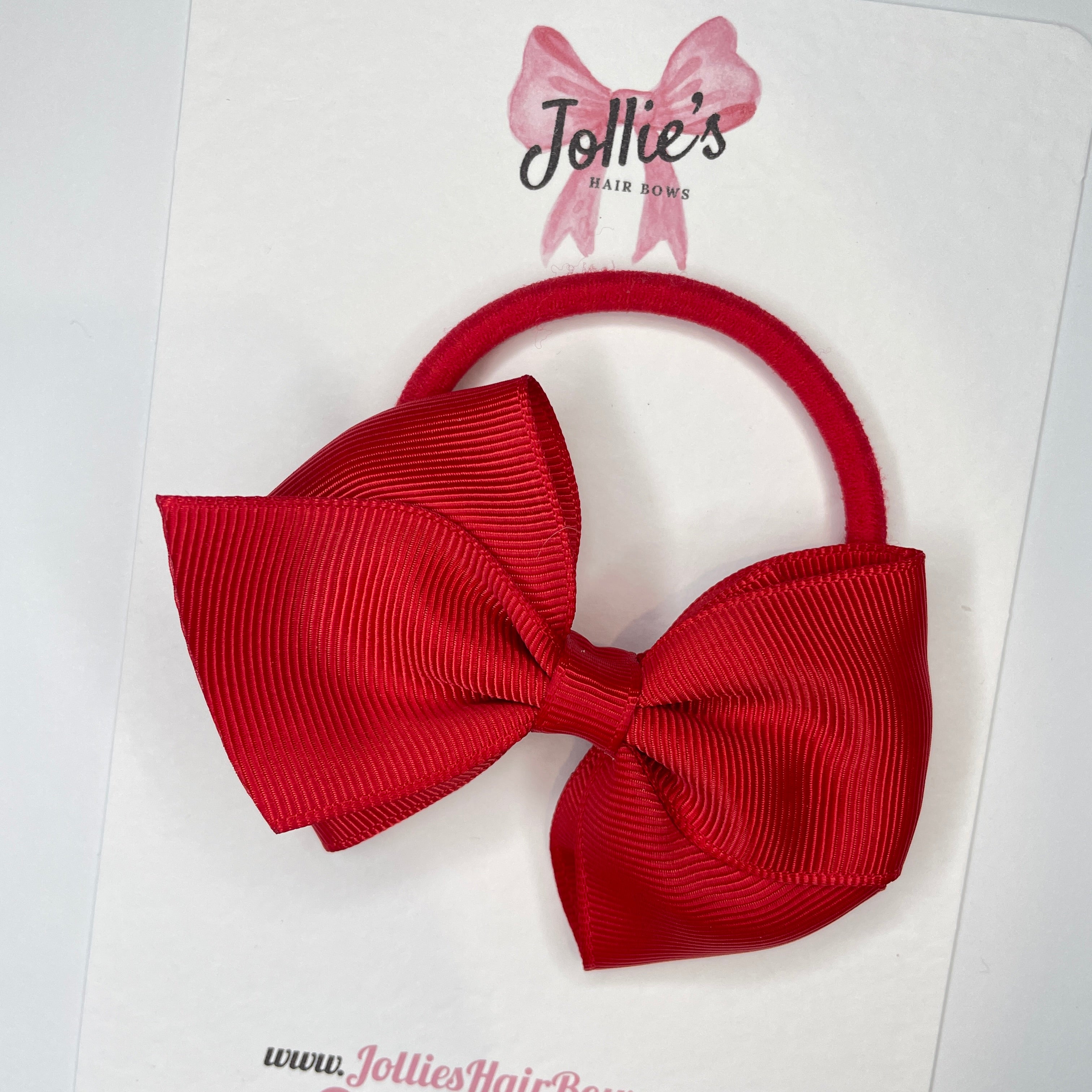 3.75inch Flat Bow with Bobble - Red