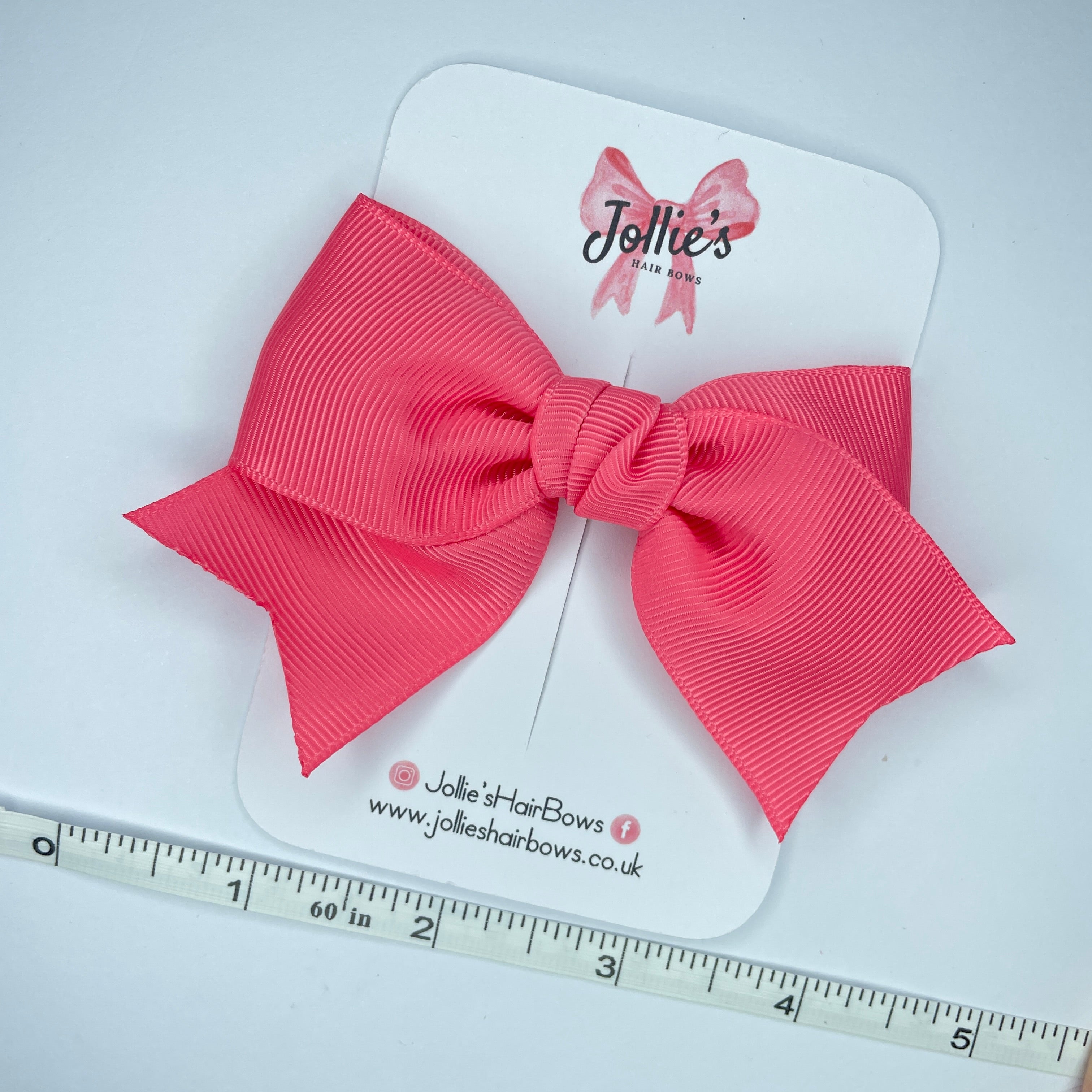 4inch Ribbon Bow with Clip - Coral Rose