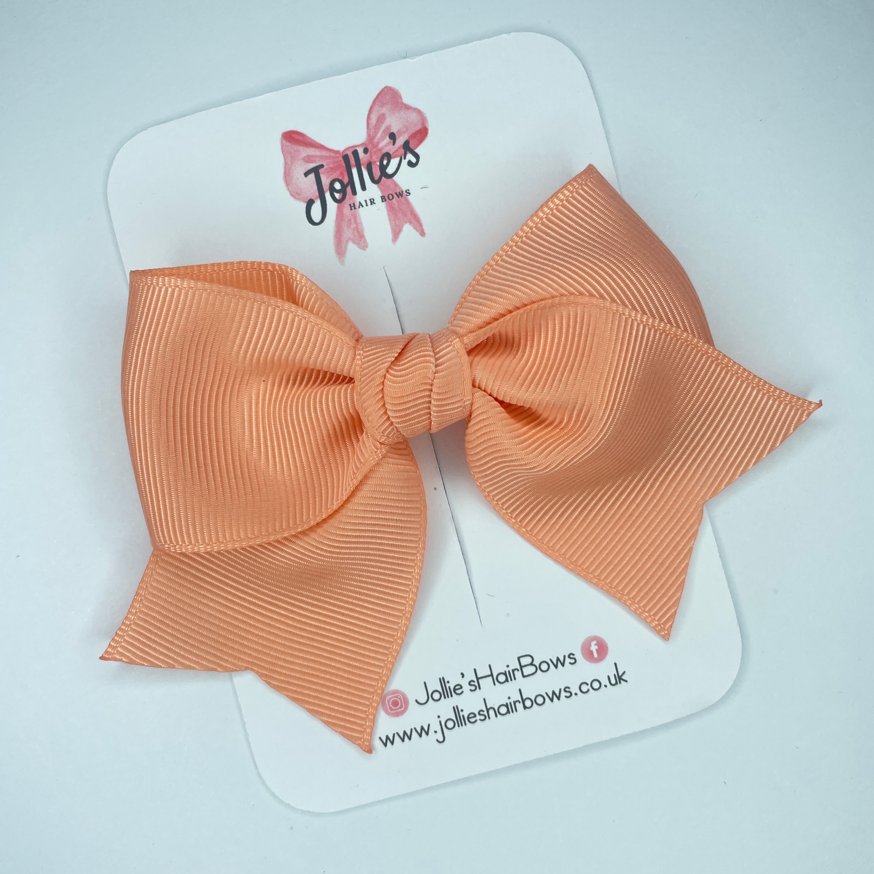 4inch Ribbon Bow with Clip - Peach