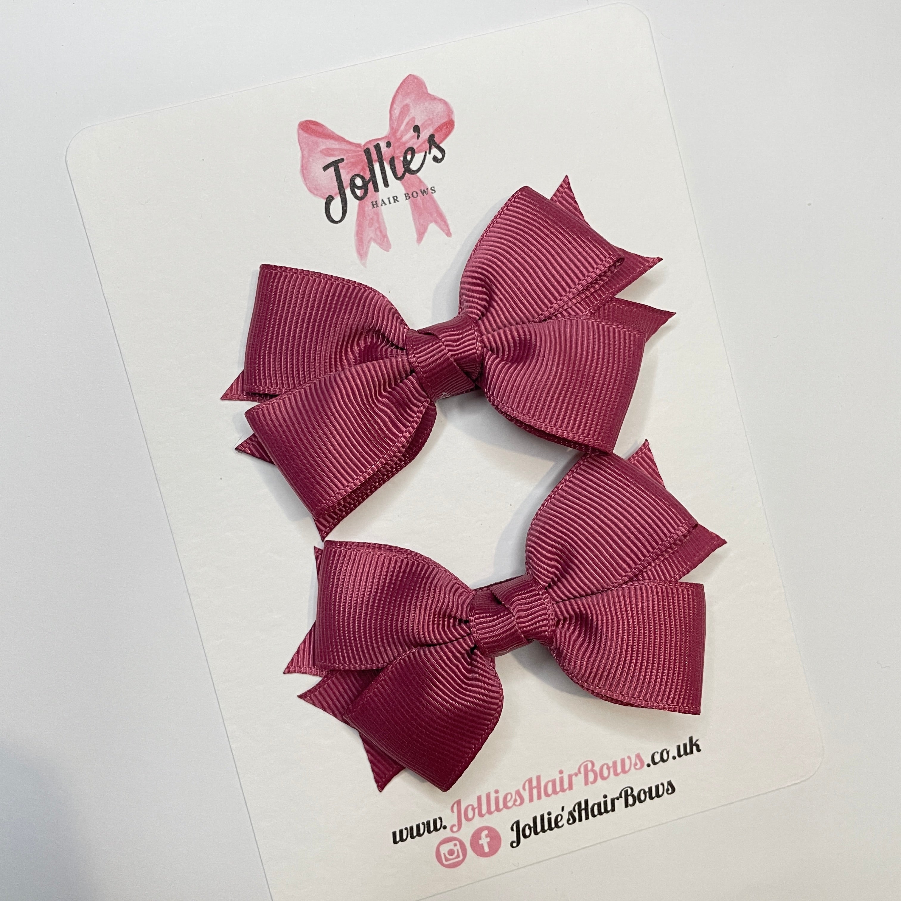 3inch Bow with Clip (pair) - Victorian Rose