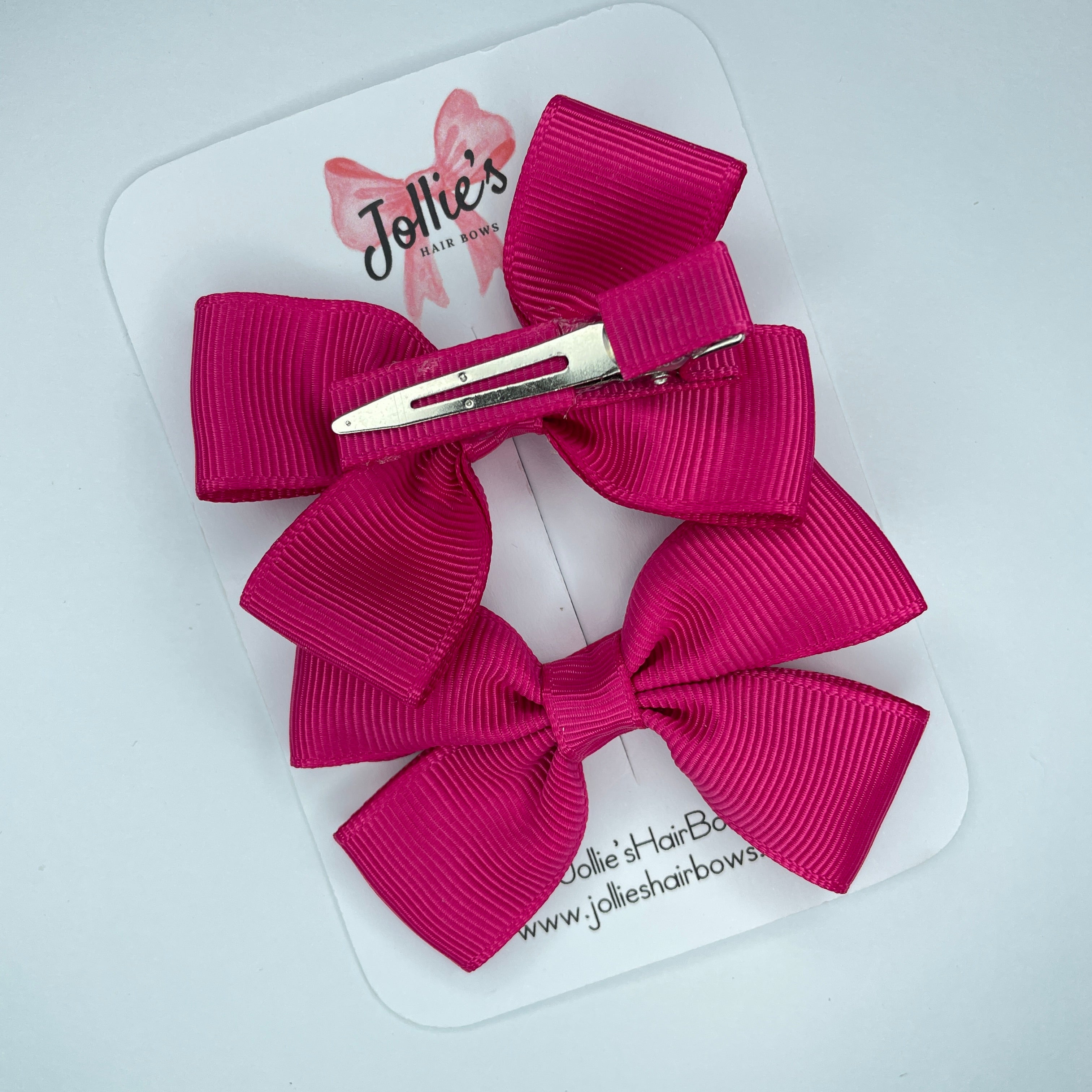 2.5inch Classic Bow with Clip (pair) - Azalea