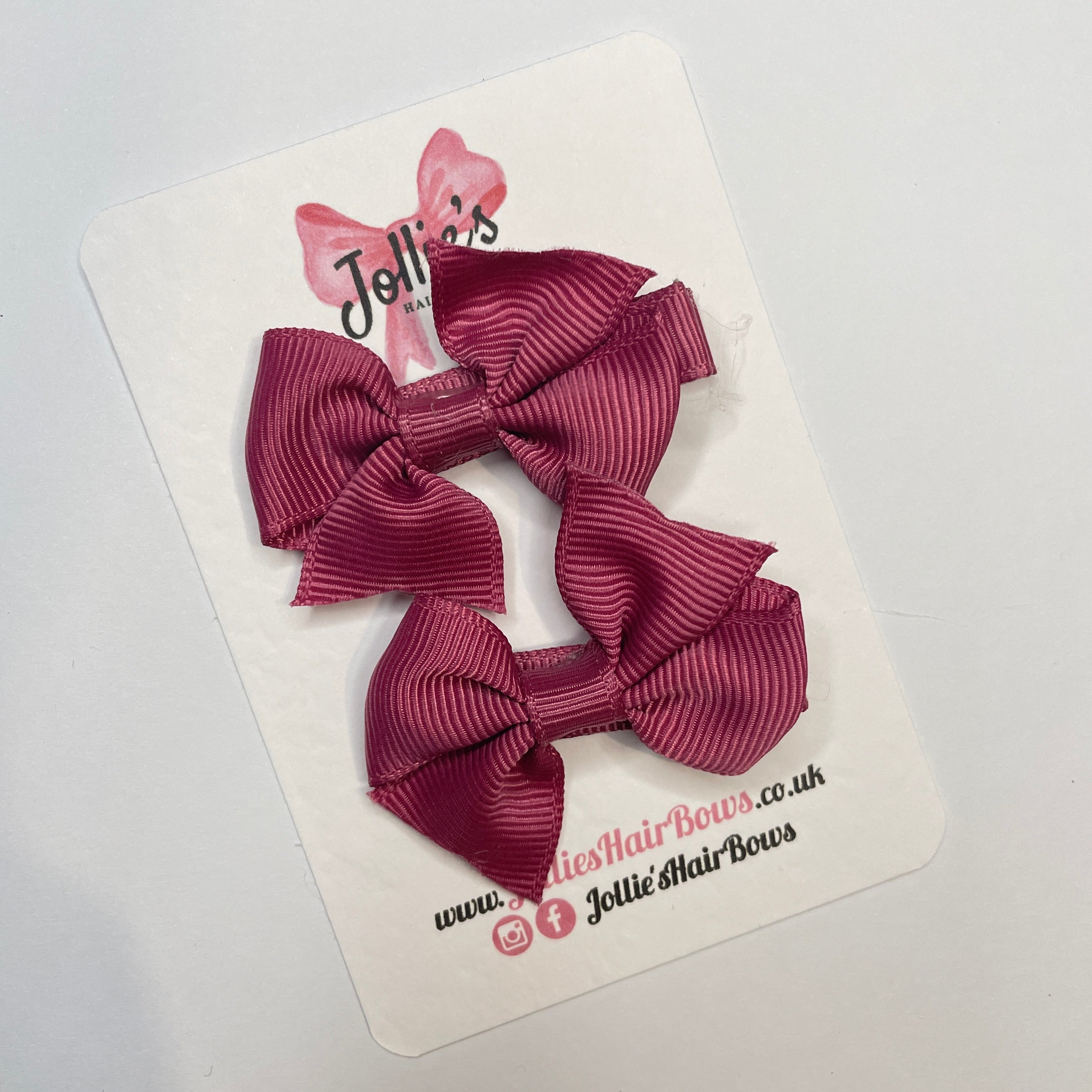 2inch Bow with Clip (pair) - Victorian Rose