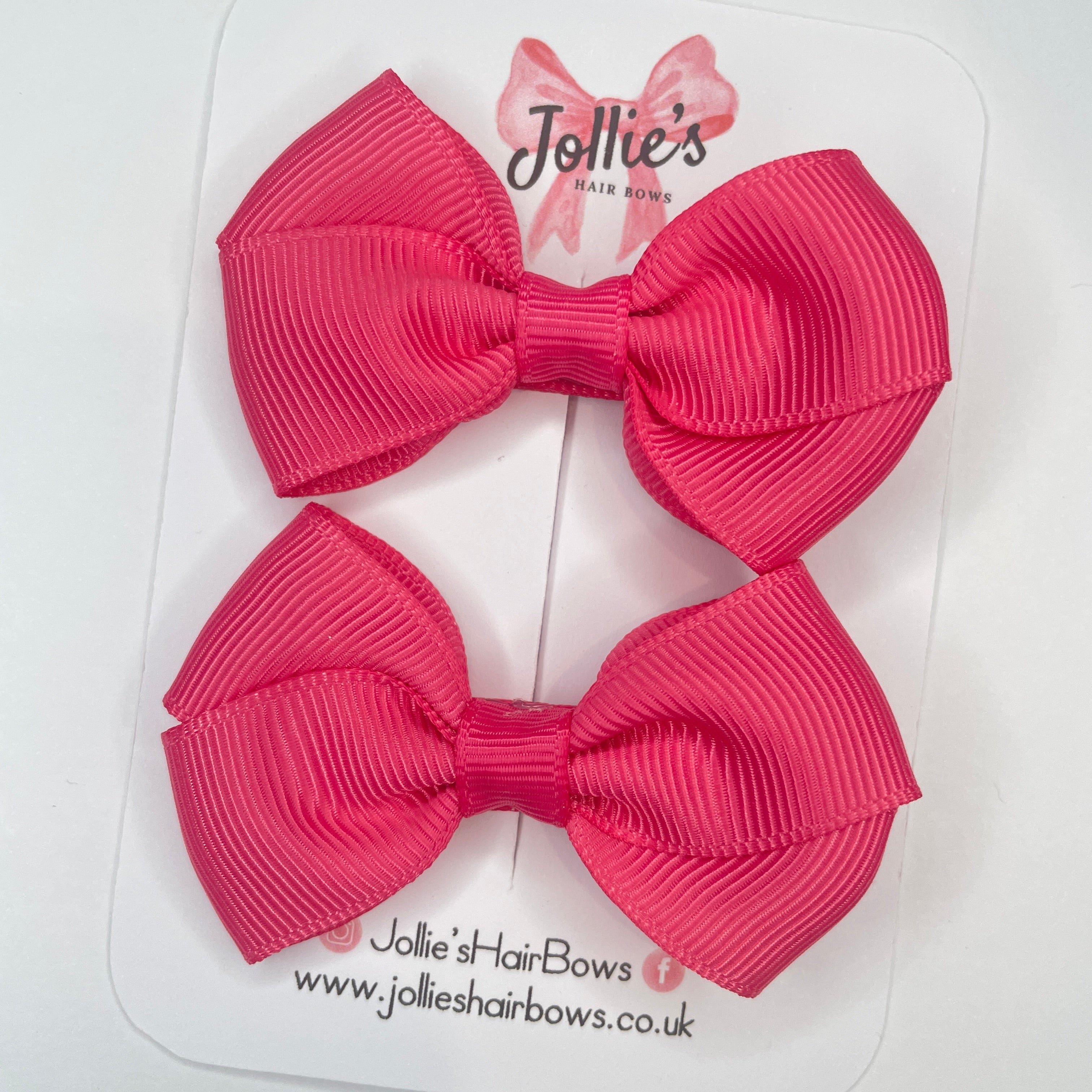 2.5inch Classy Bow with Clip (pair) - Camellia Rose