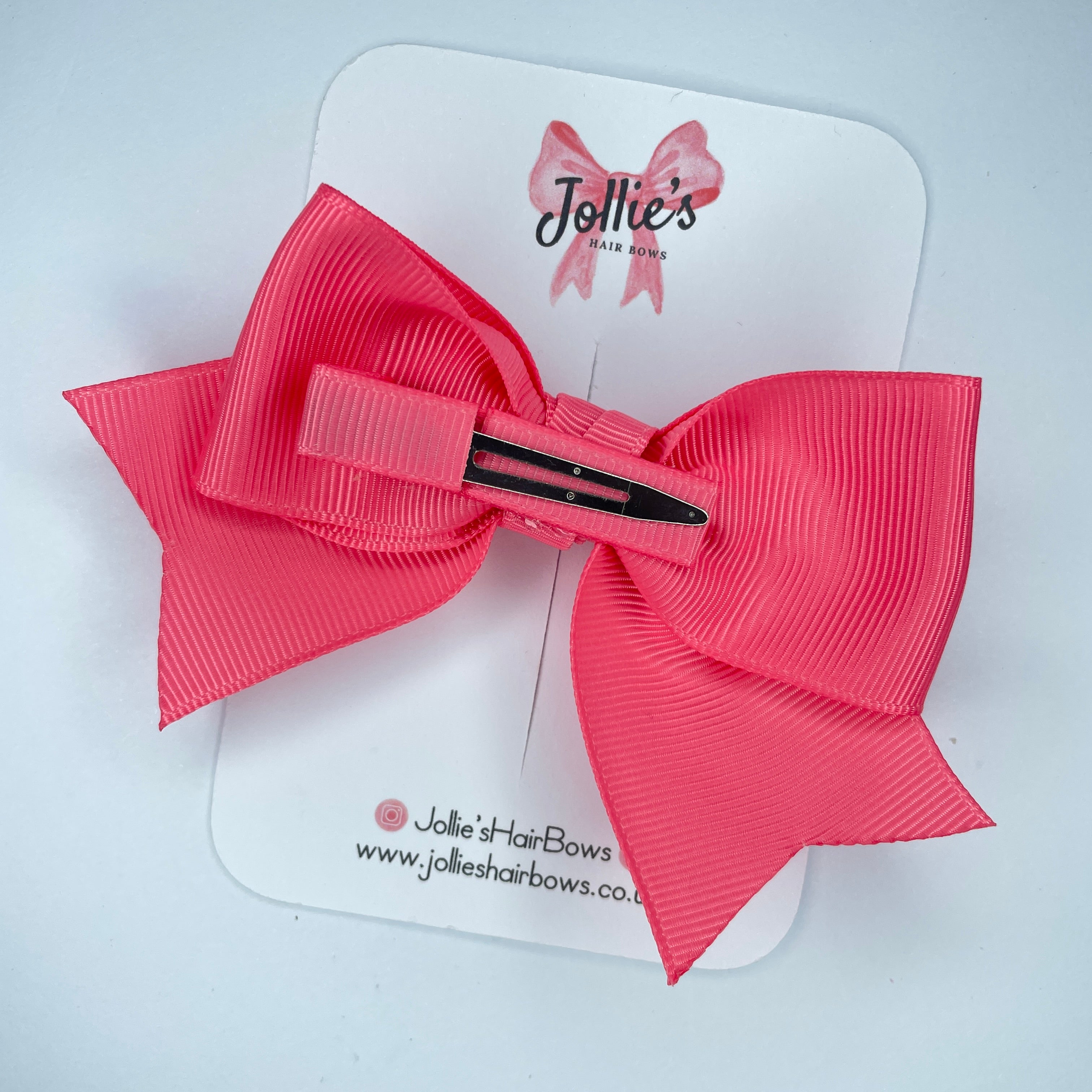 4inch Ribbon Bow with Clip - Coral Rose