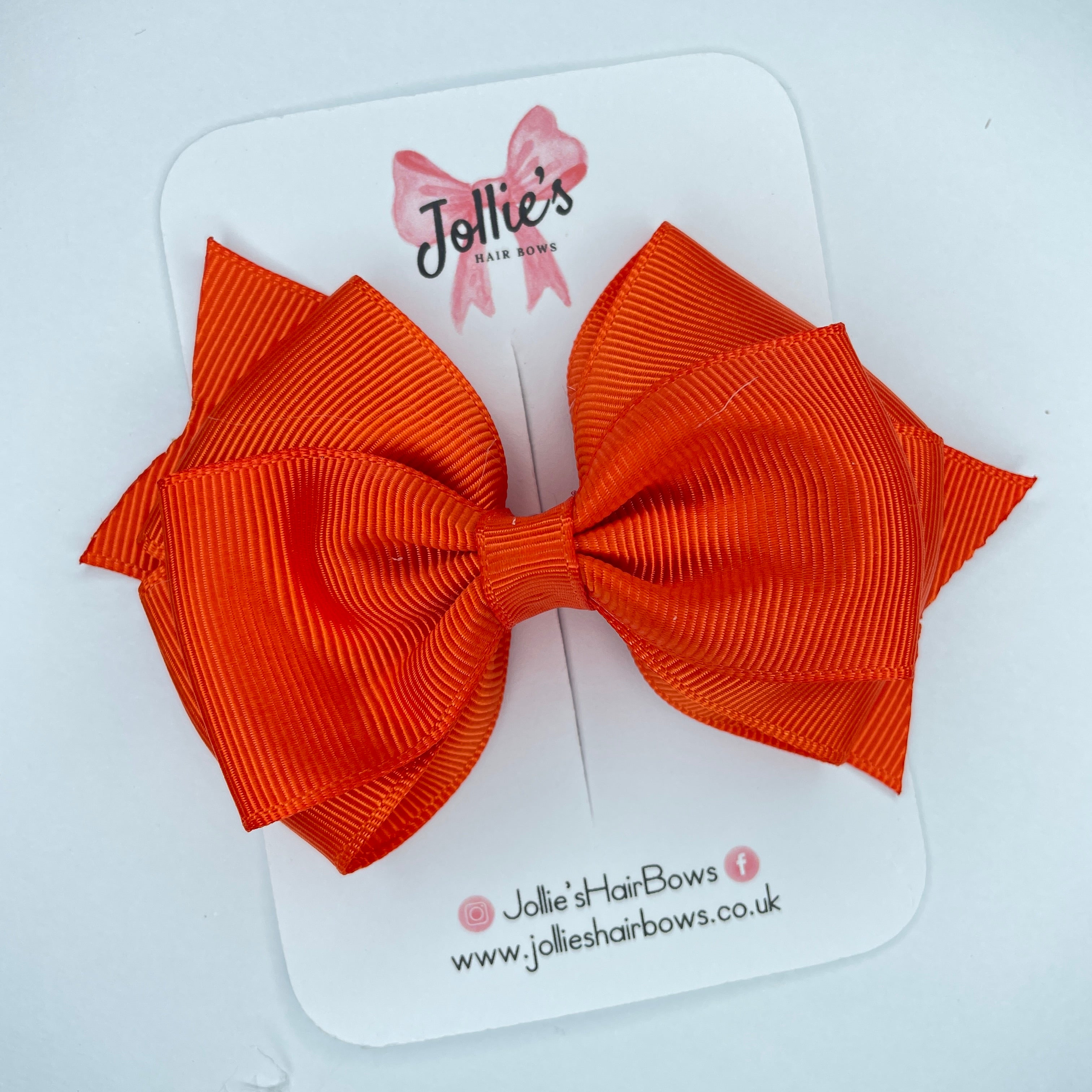 4inch Triple Layers Bow with Clip - Autumn Orange