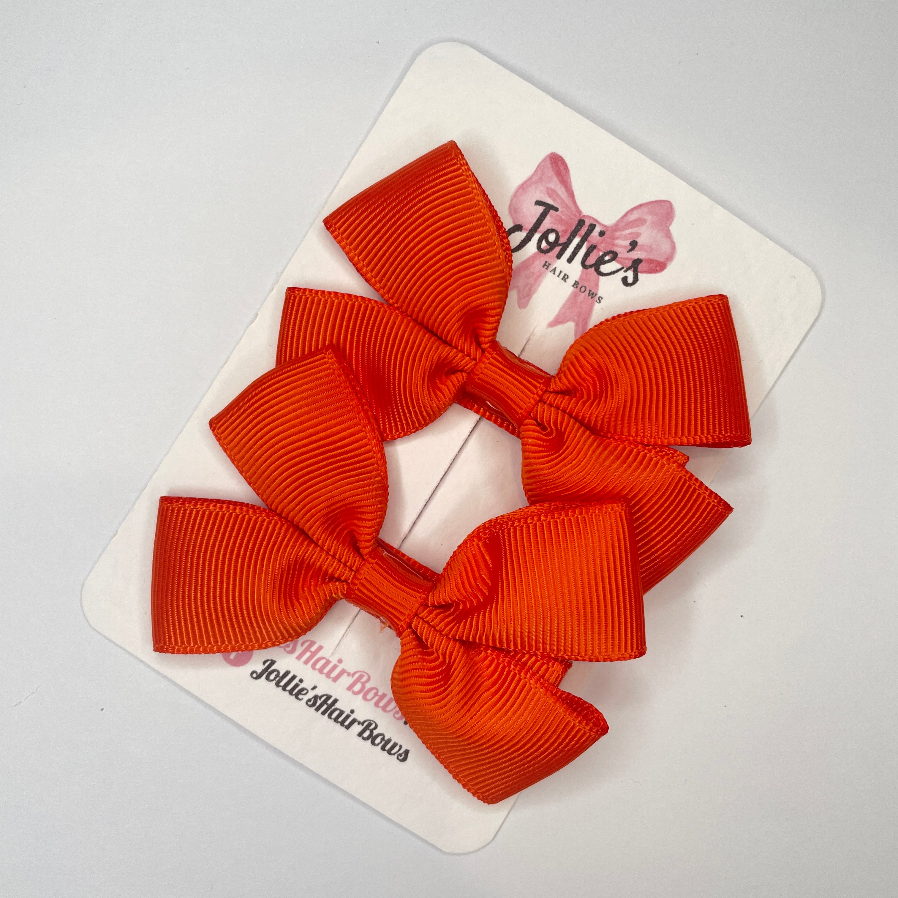 2.5inch Classic Bow with Clip (pair) - Autumn Orange