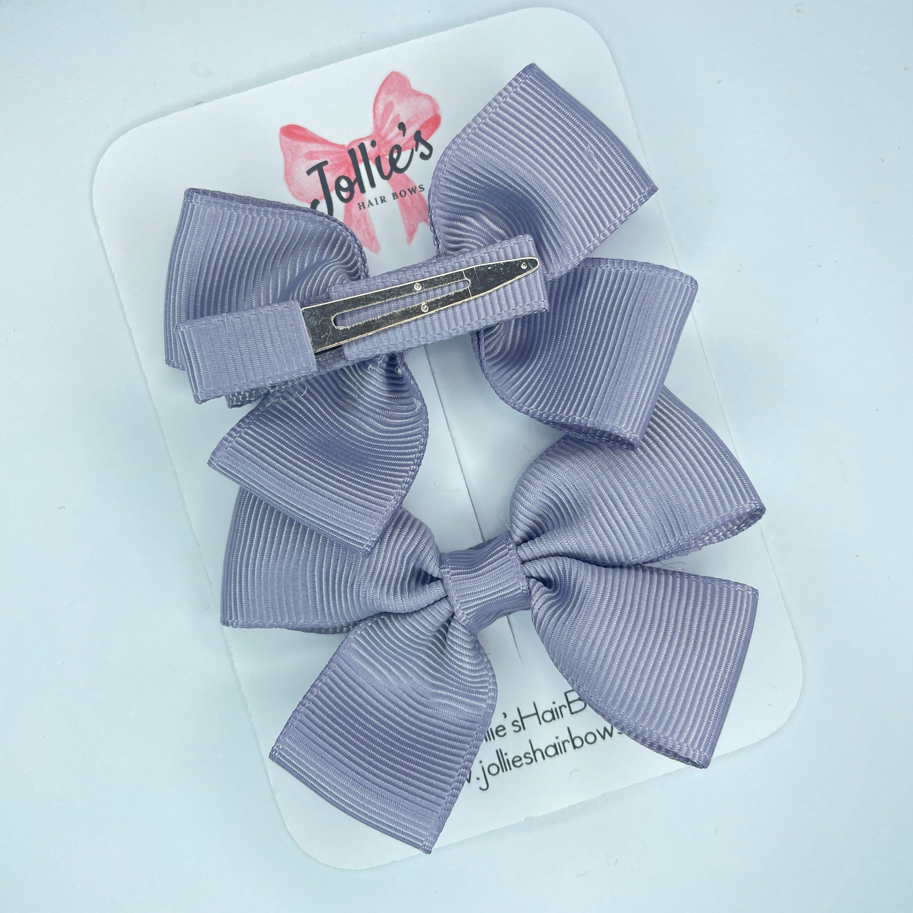 2.5inch Classic Bow with Clip (pair) - Thistle