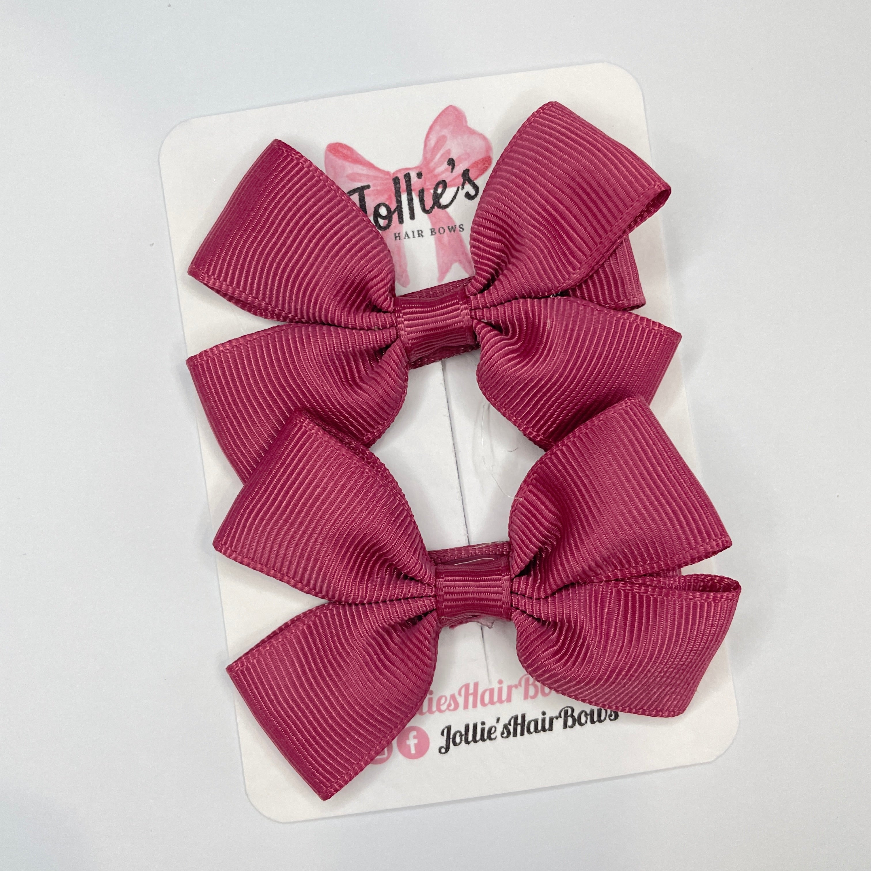 2.5inch Classic Bow with Clip (pair) - Victorian Rose