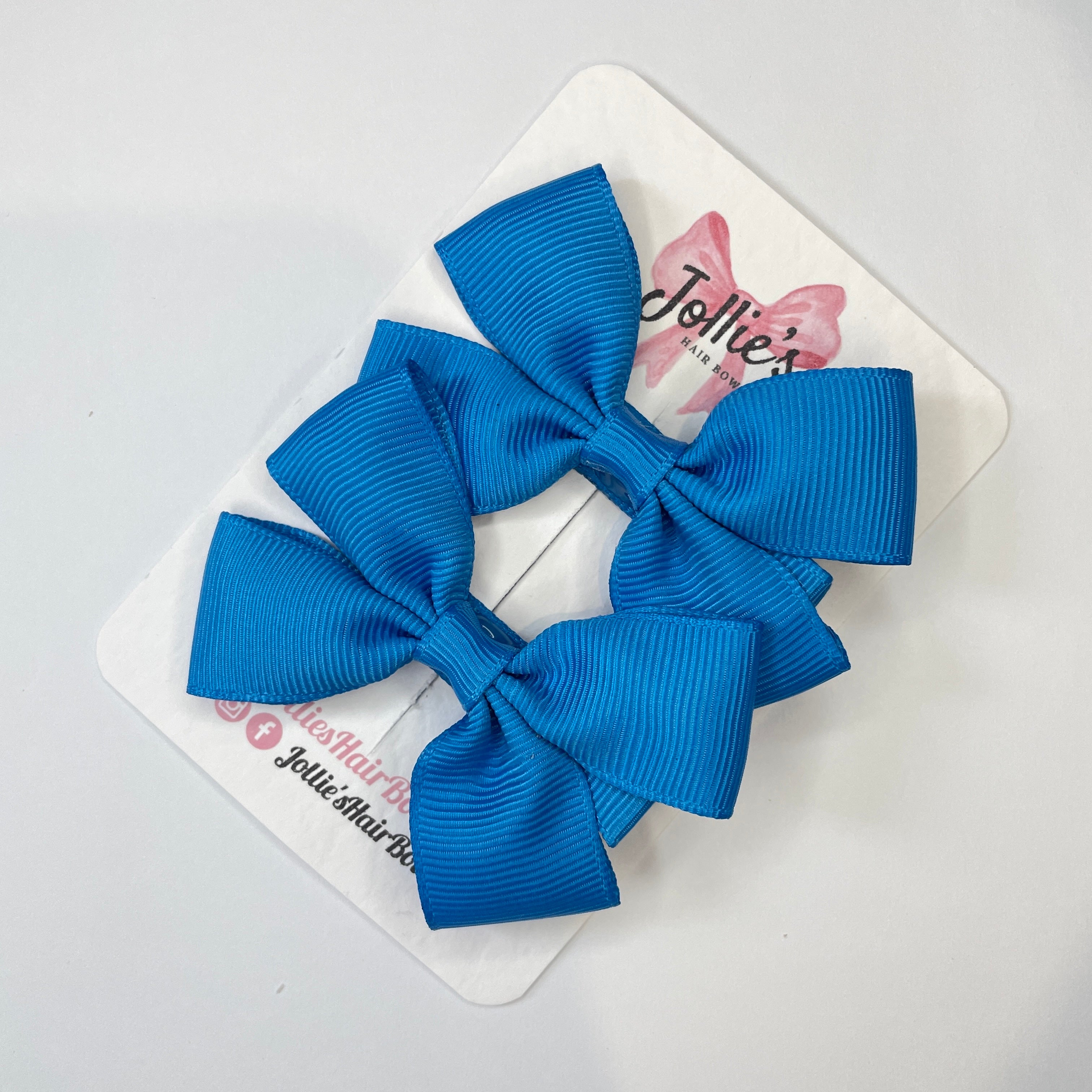 2.5inch Classic Bow with Clip (pair) - Aegean Blue