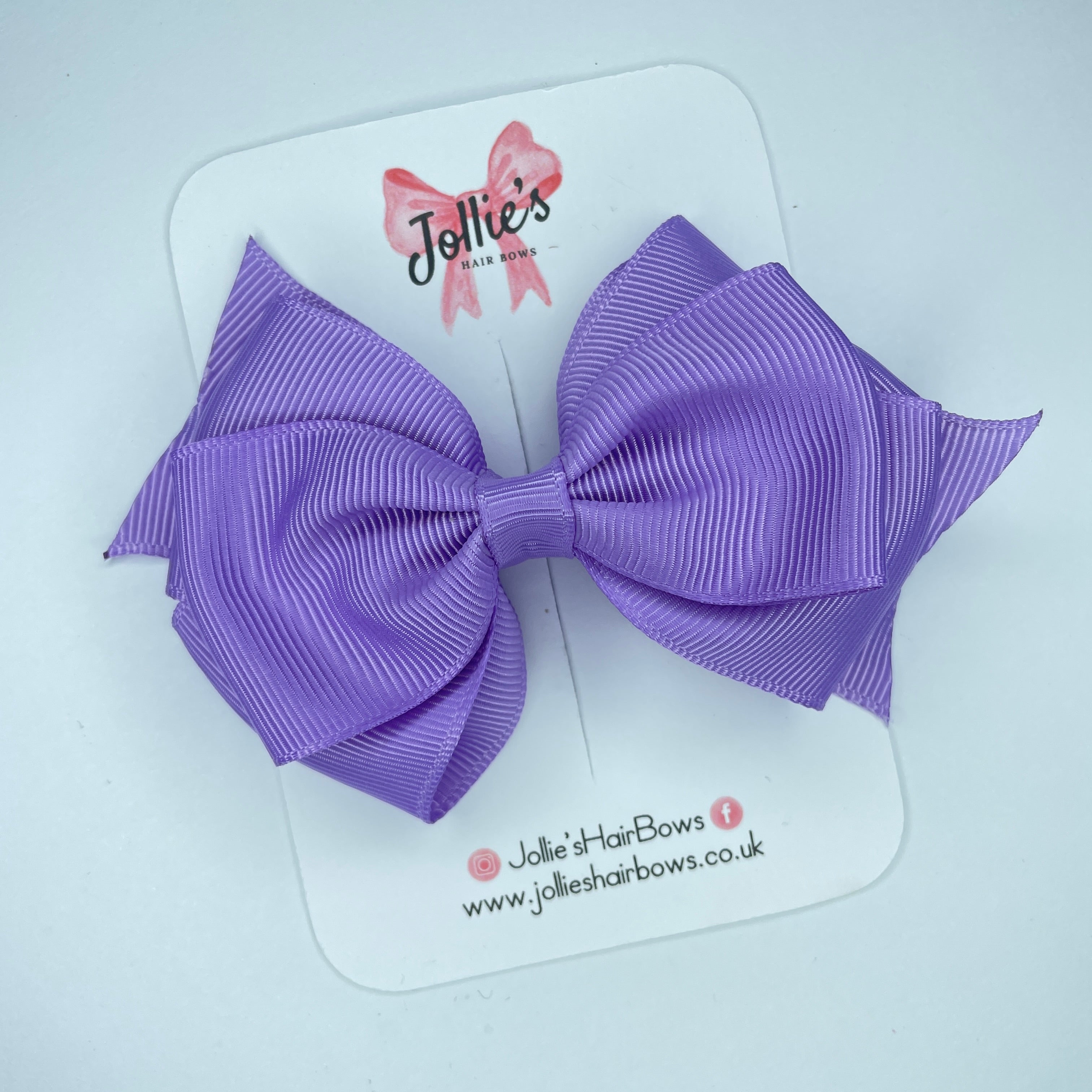 4inch Triple Layers Bow with Clip - Hyacinth