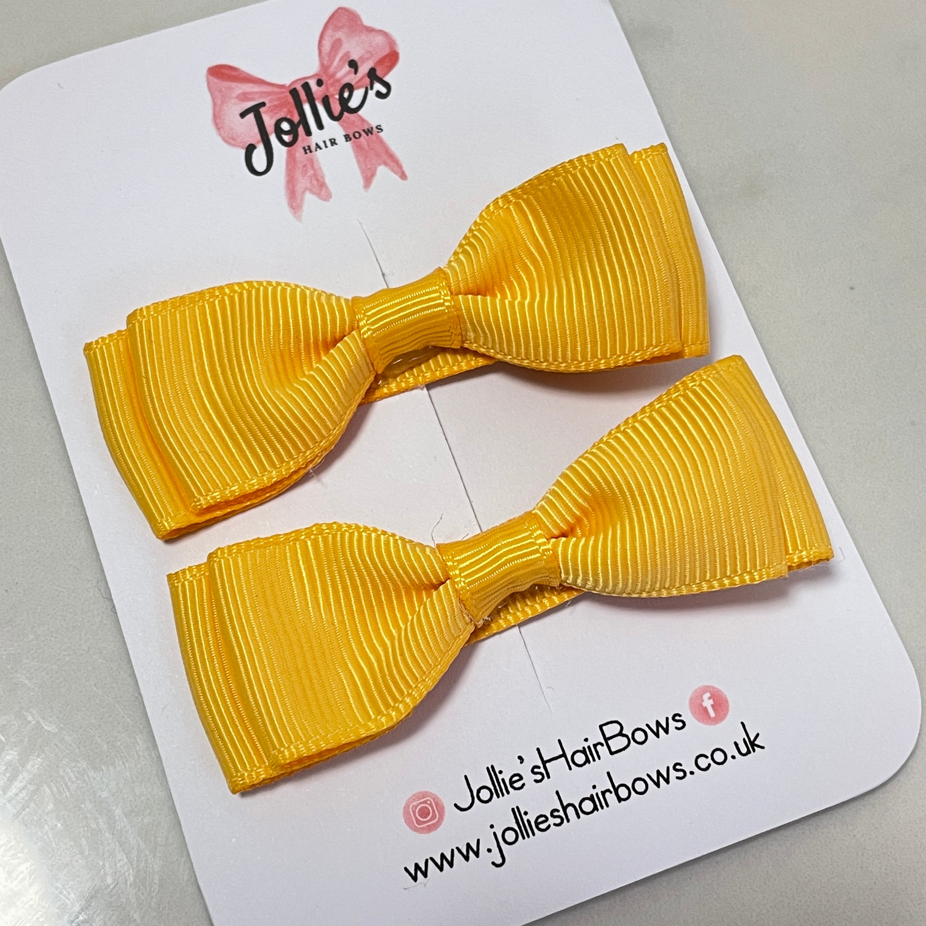 2inch Bow with Clip (pair) - Yellow Gold