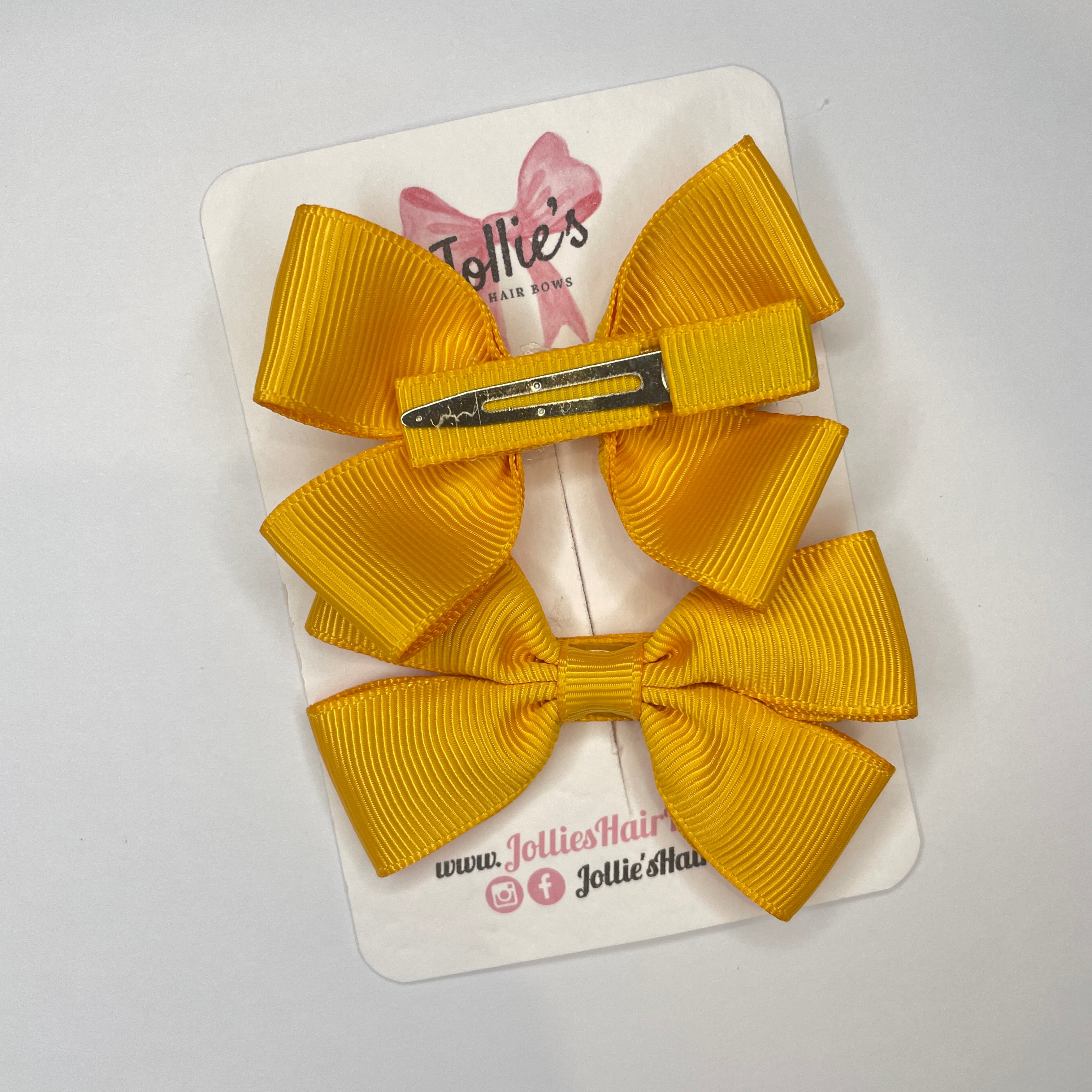 2.5inch Classic Bow with Clip (pair) - Dandelion