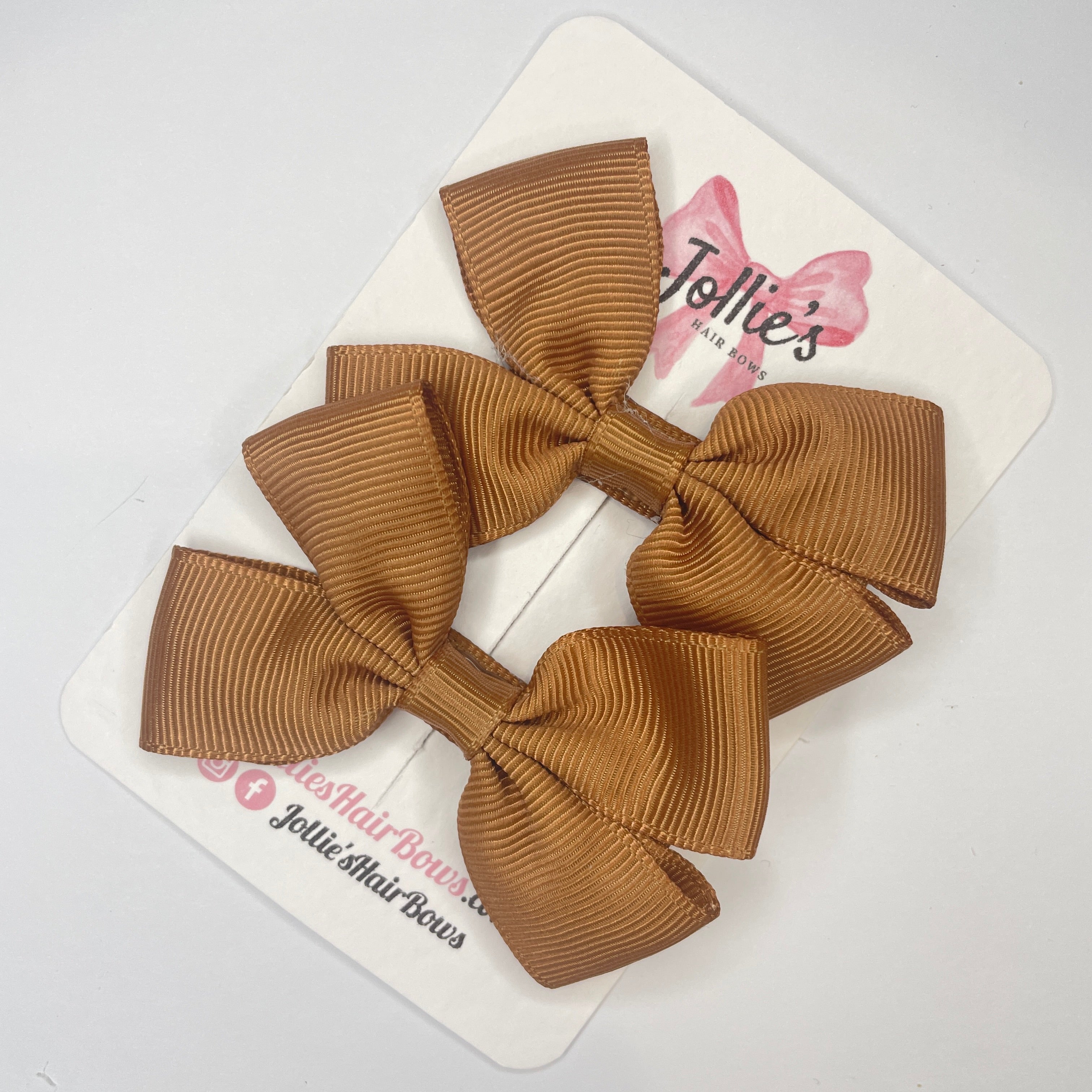 2.5inch Classic Bow with Clip (pair) - Chipmunk