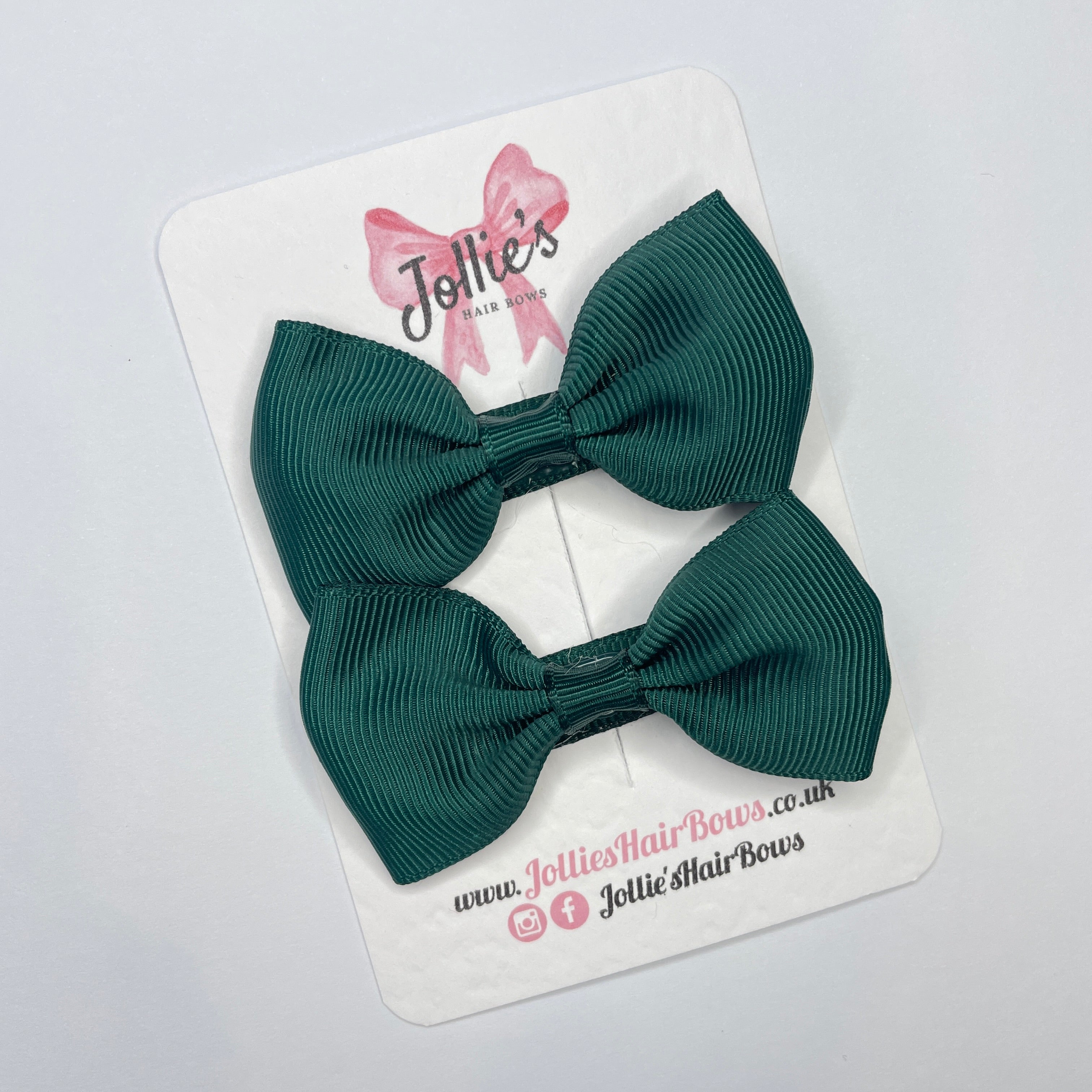 2.5inch Simple Bows with Clip (pair) - Spruce