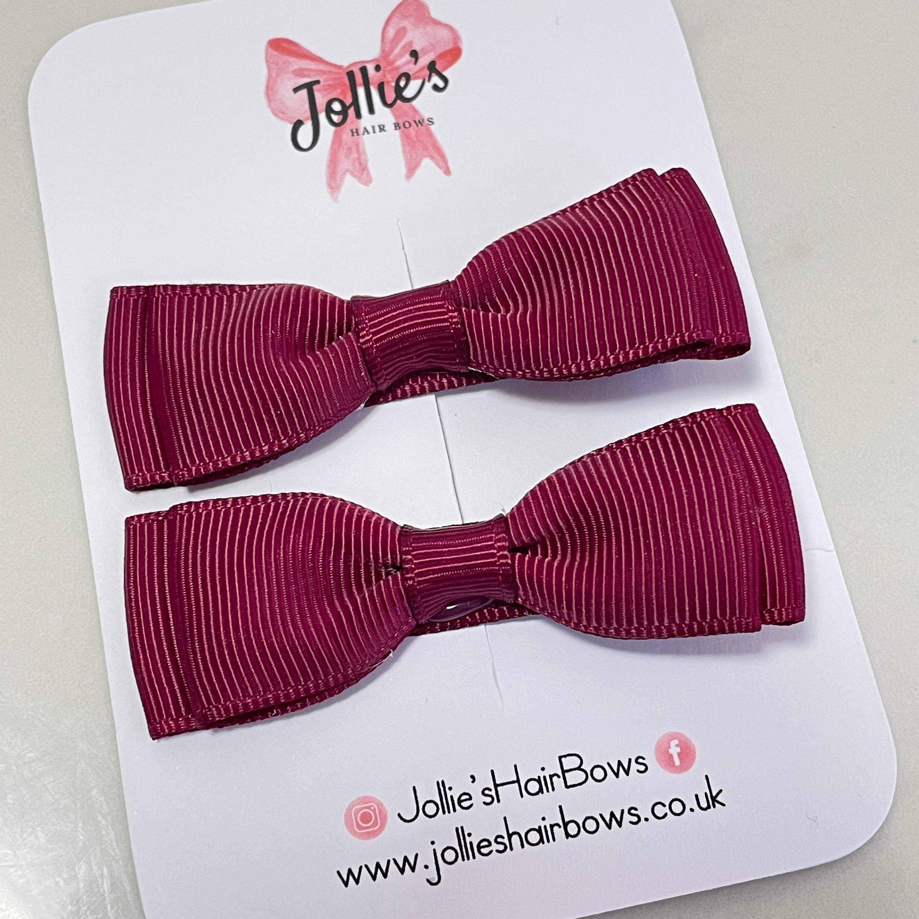 2inch Bow with Clip (pair) - Wine