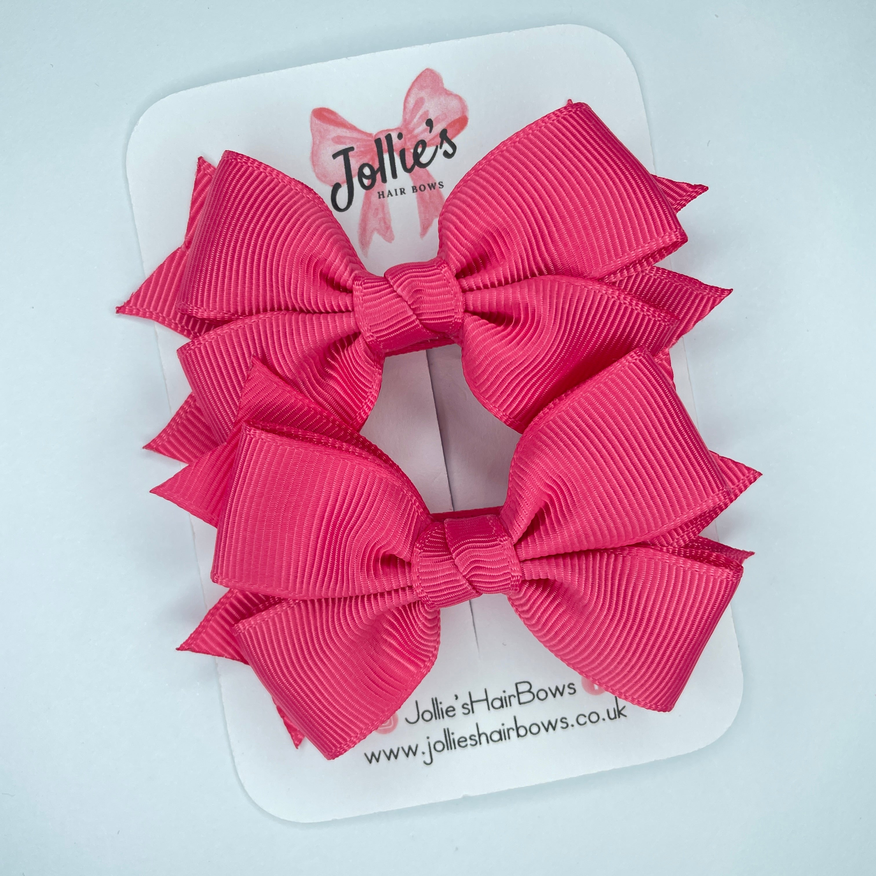 3inch Layered Bow with Clip (pair) - Camellia Rose