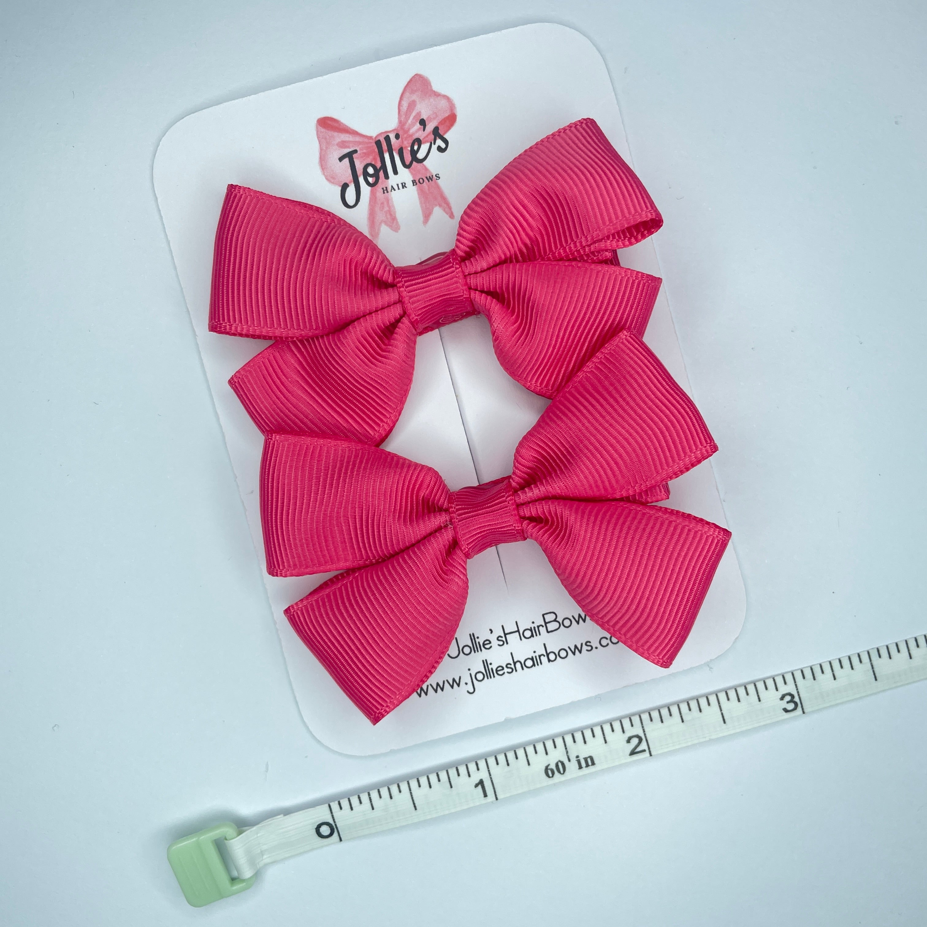 2.5inch Classic Bow with Clip (pair) - Camellia Rose