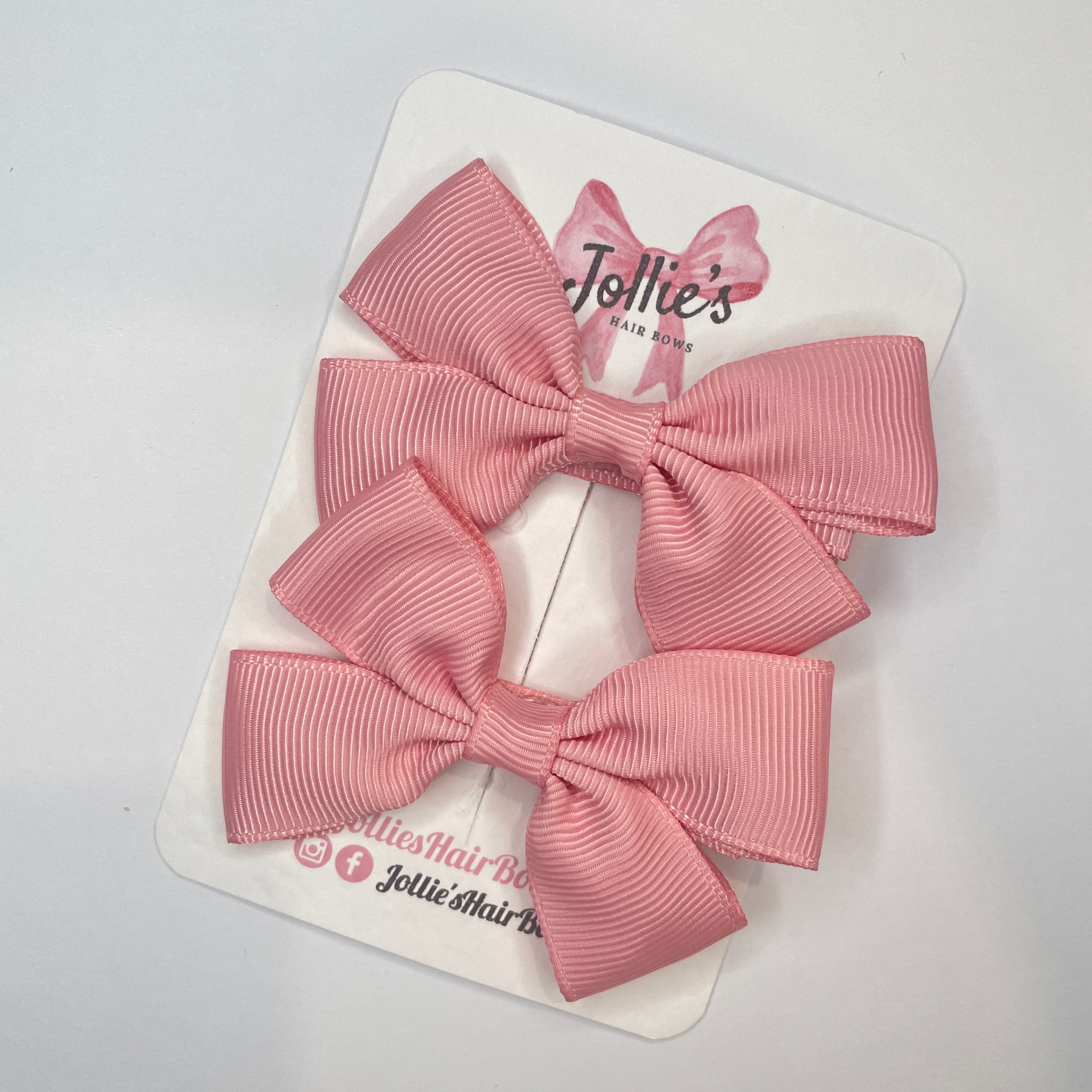 2.5inch Classic Bow with Clip (pair) - Peony