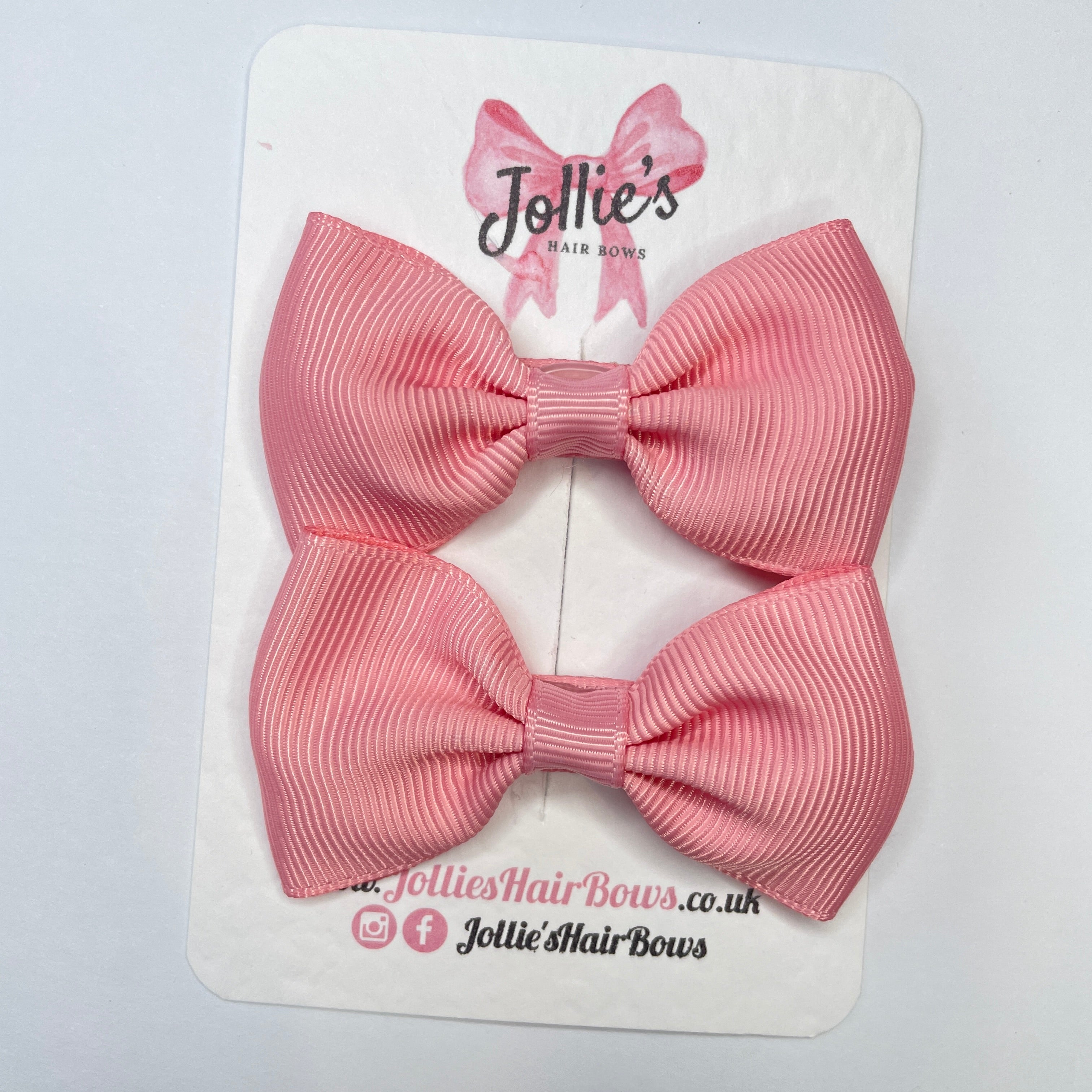 2.5inch Simple Bows with Clip (pair) - Peony