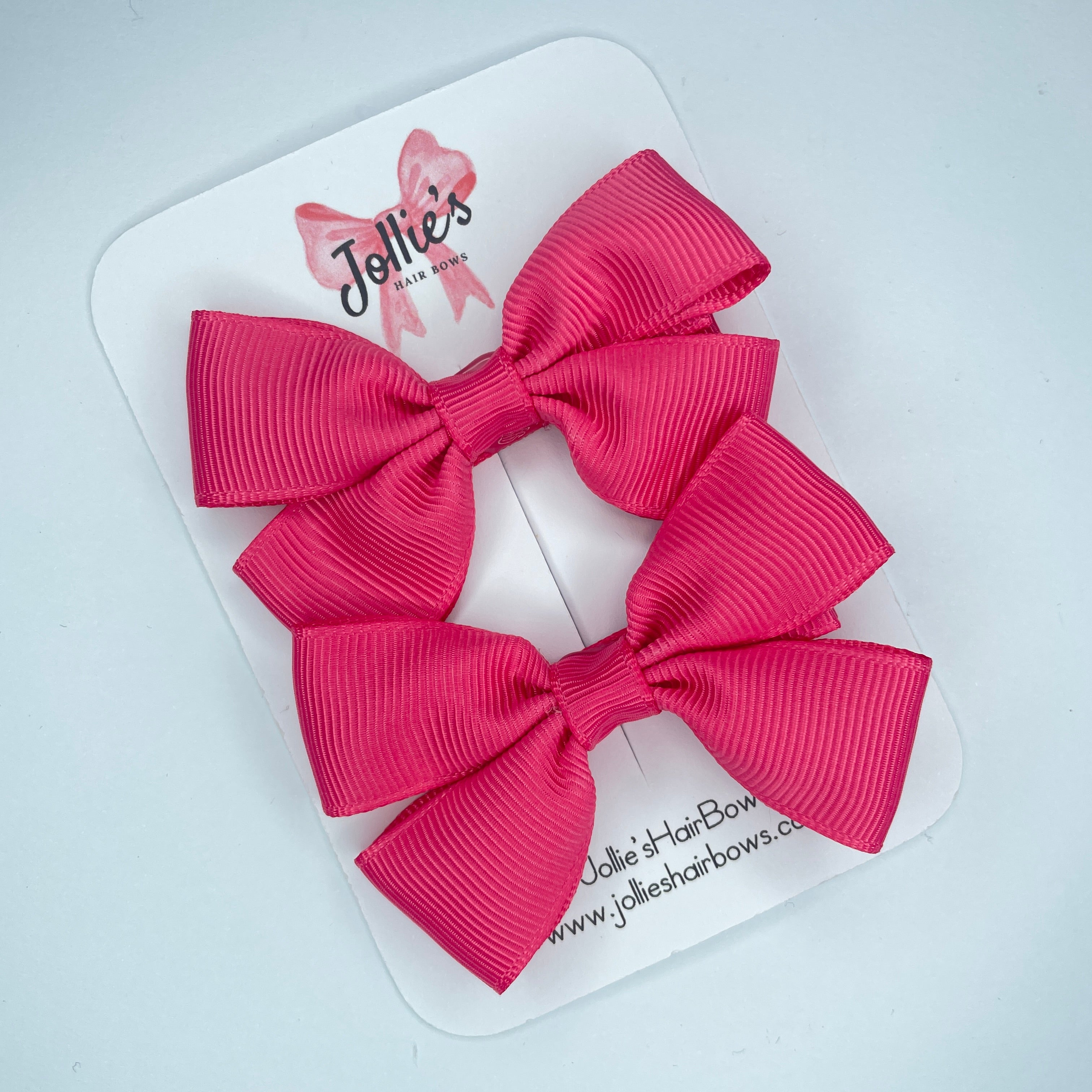 2.5inch Classic Bow with Clip (pair) - Camellia Rose