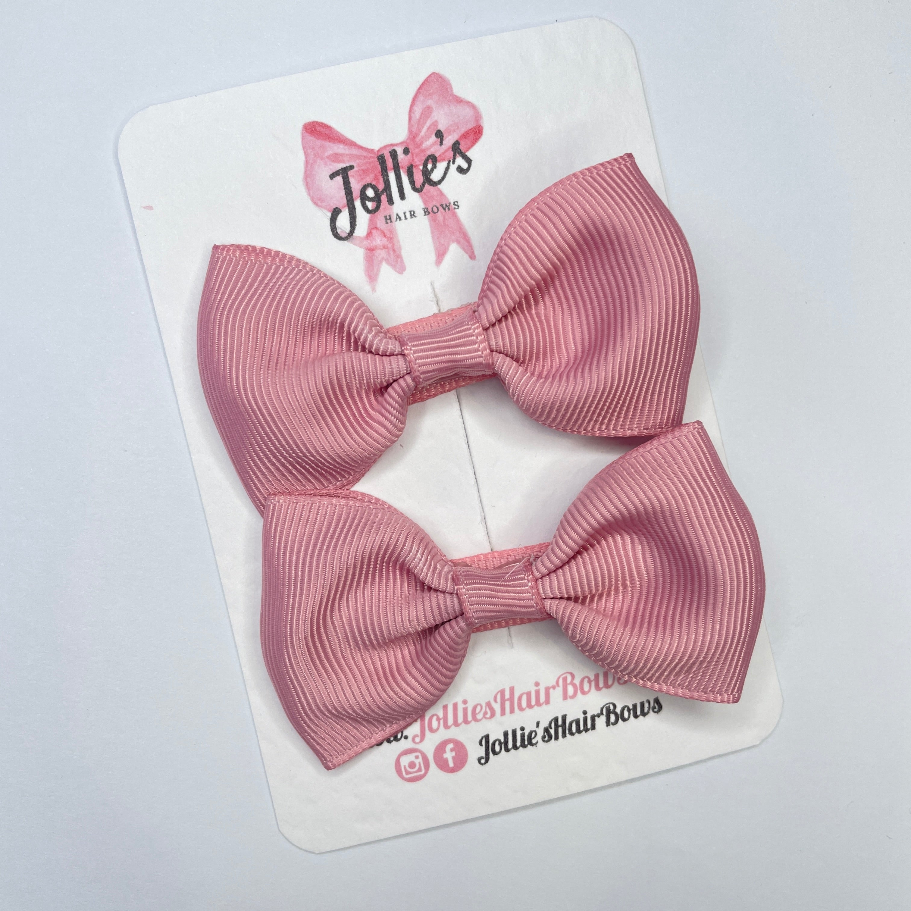 2.5inch Simple Bows with Clip (pair) - Quartz