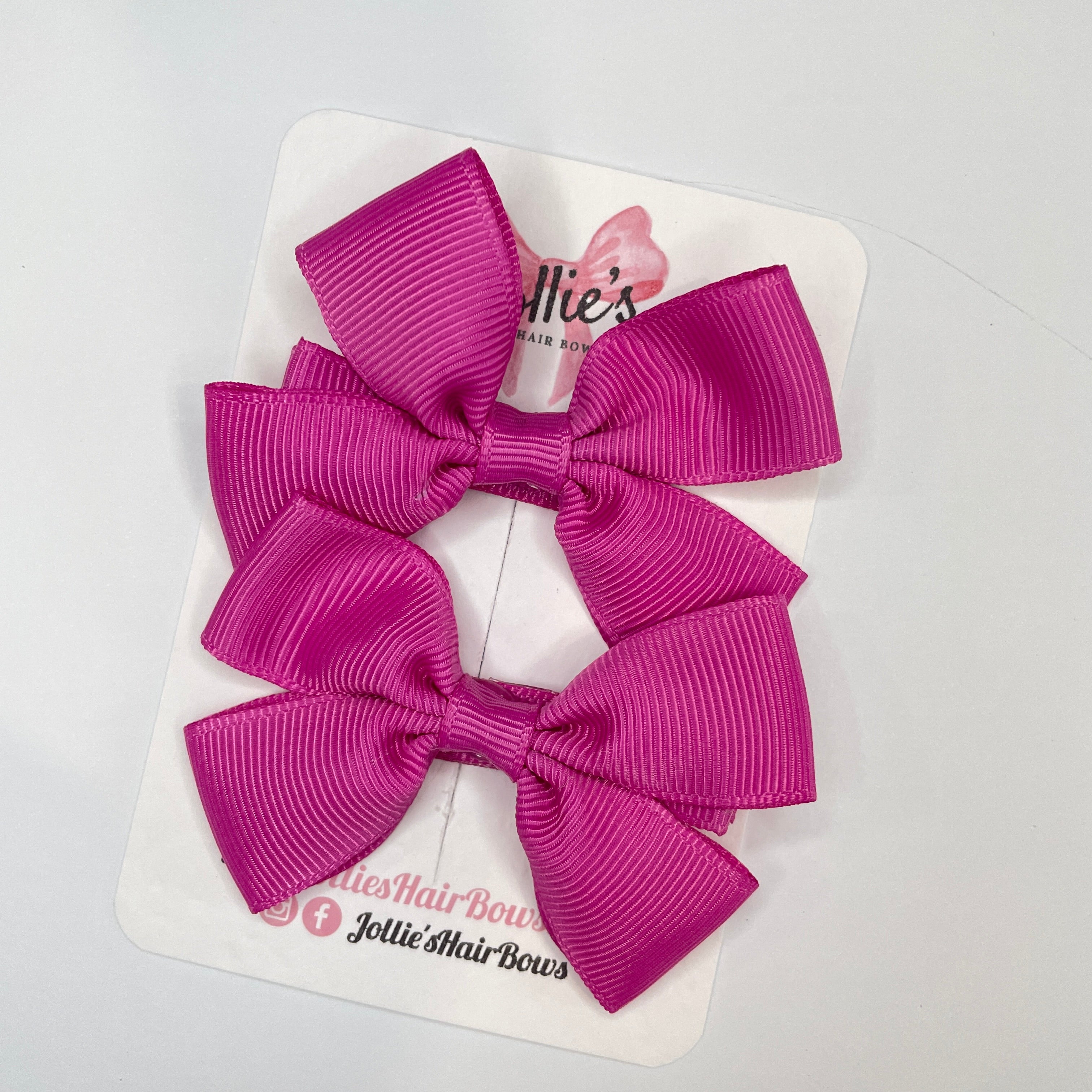 2.5inch Classic Bow with Clip (pair) - Garden Rose