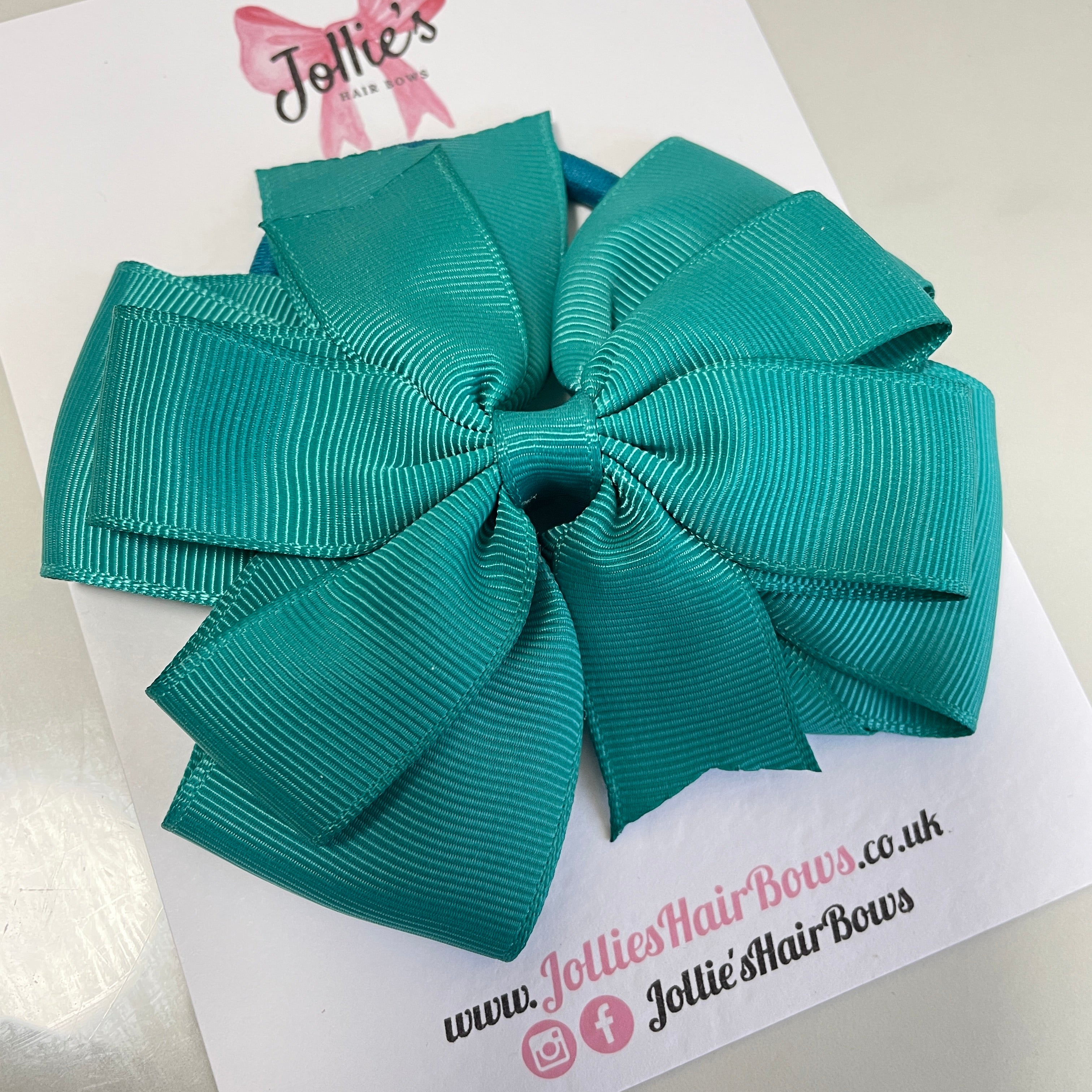 4.5inch Double Layer Pinwheel Bow Bobble - Jade Green