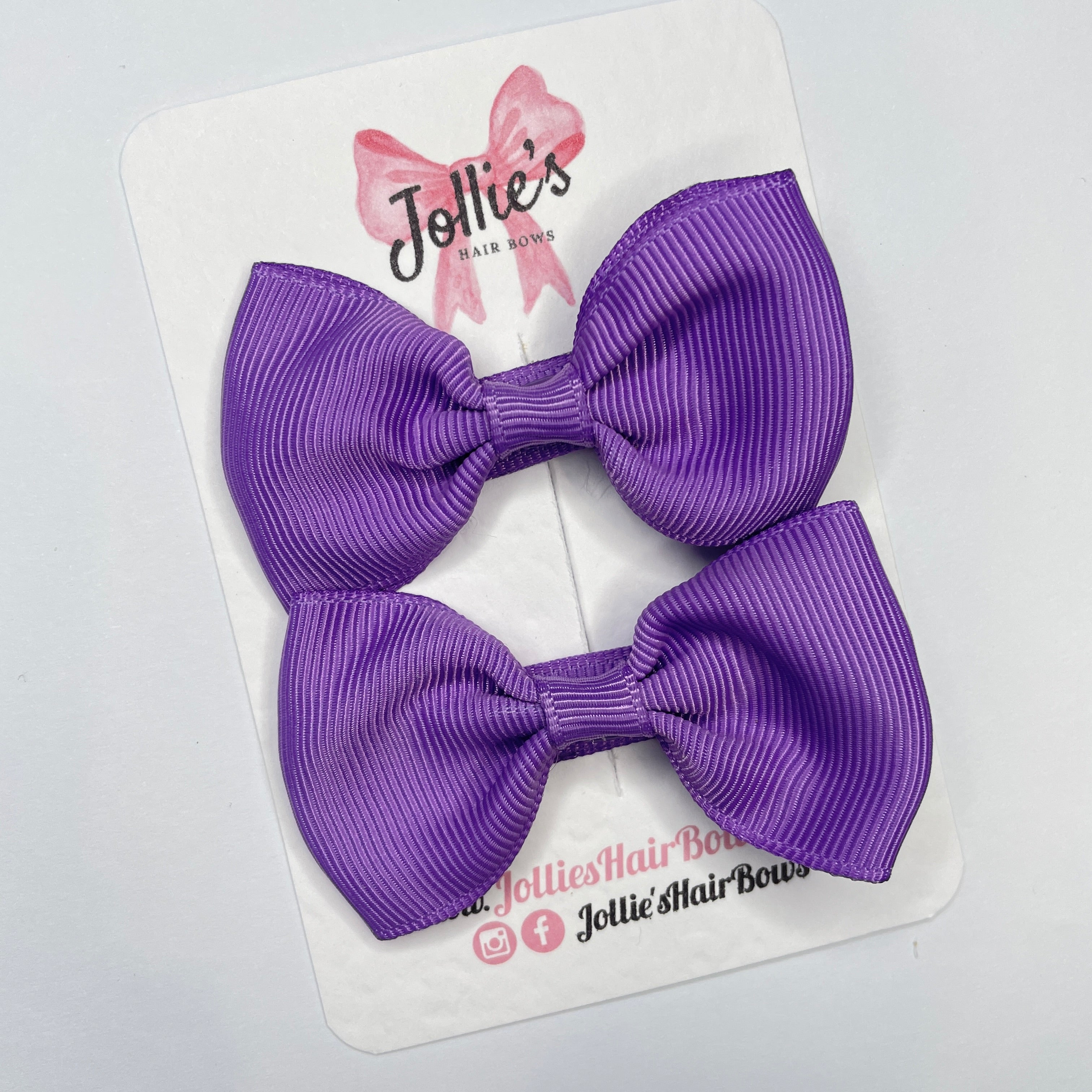 2.5inch Simple Bows with Clip (pair) - Grape