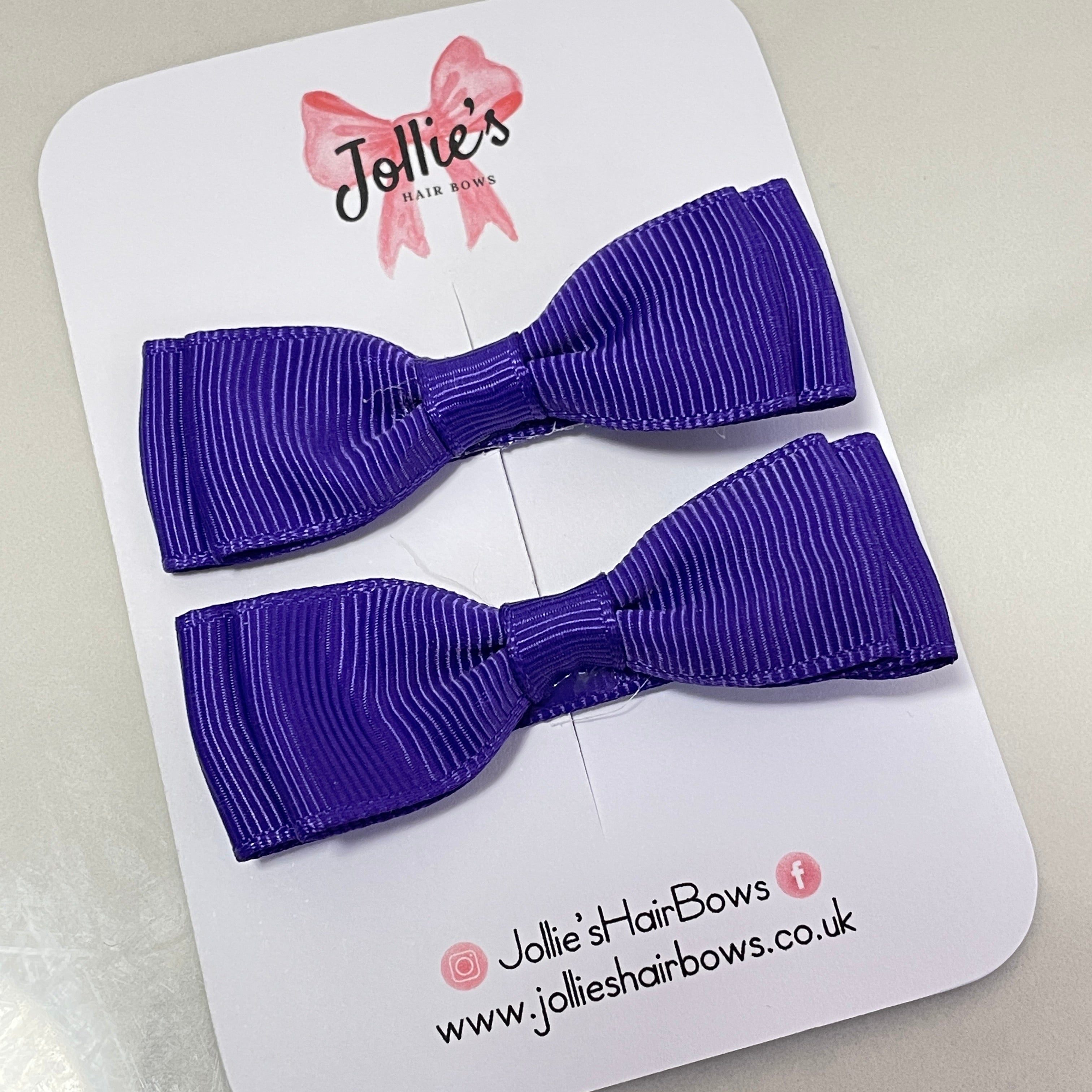 2inch Bow with Clip (pair) - Regal Purple