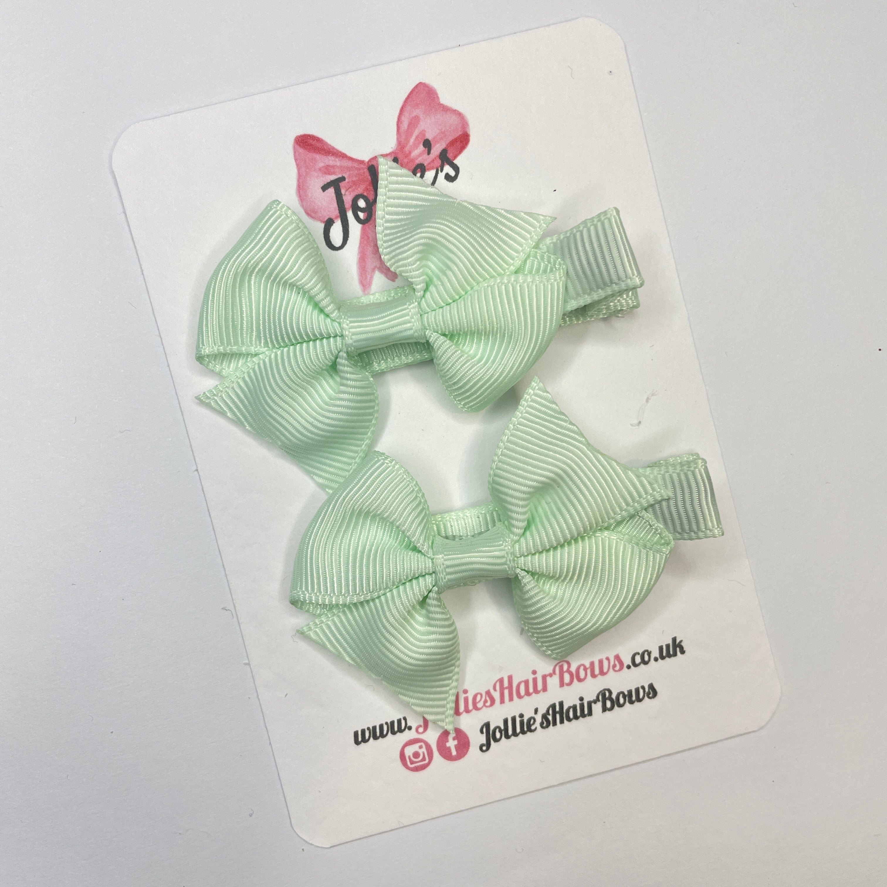 2inch Bow with Clip (pair) - Ice Mint