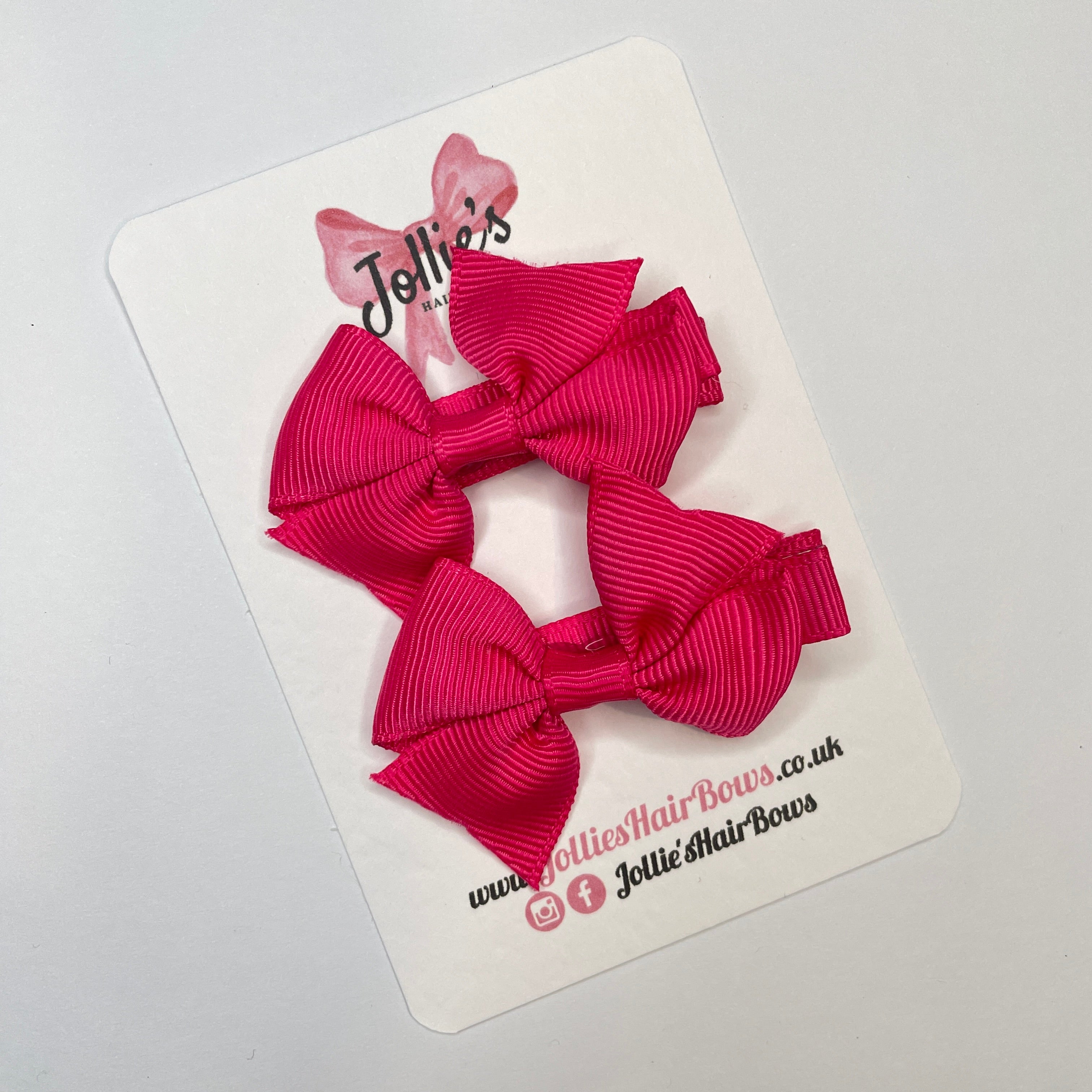 2inch Bow with Clip (pair) - Shocking Pink