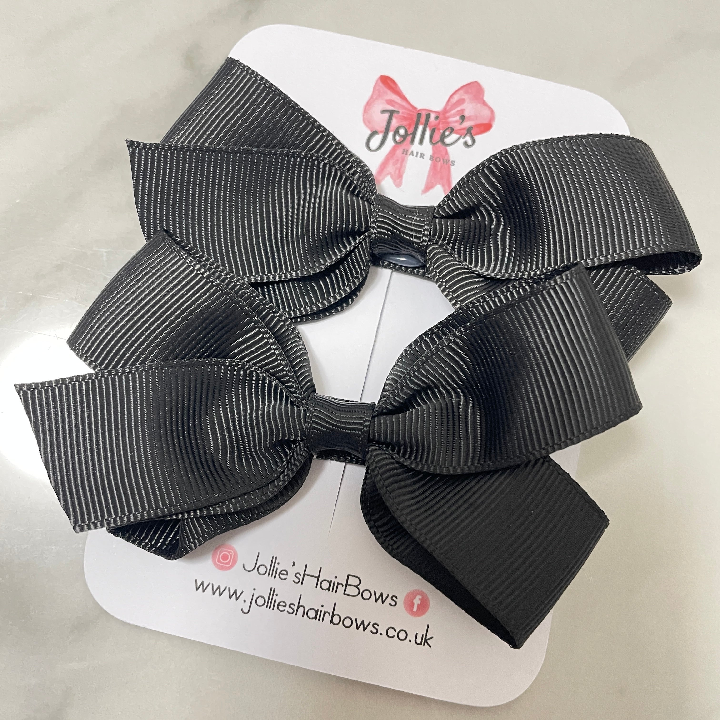 3.5inch Bow with Clip (pair) - Black