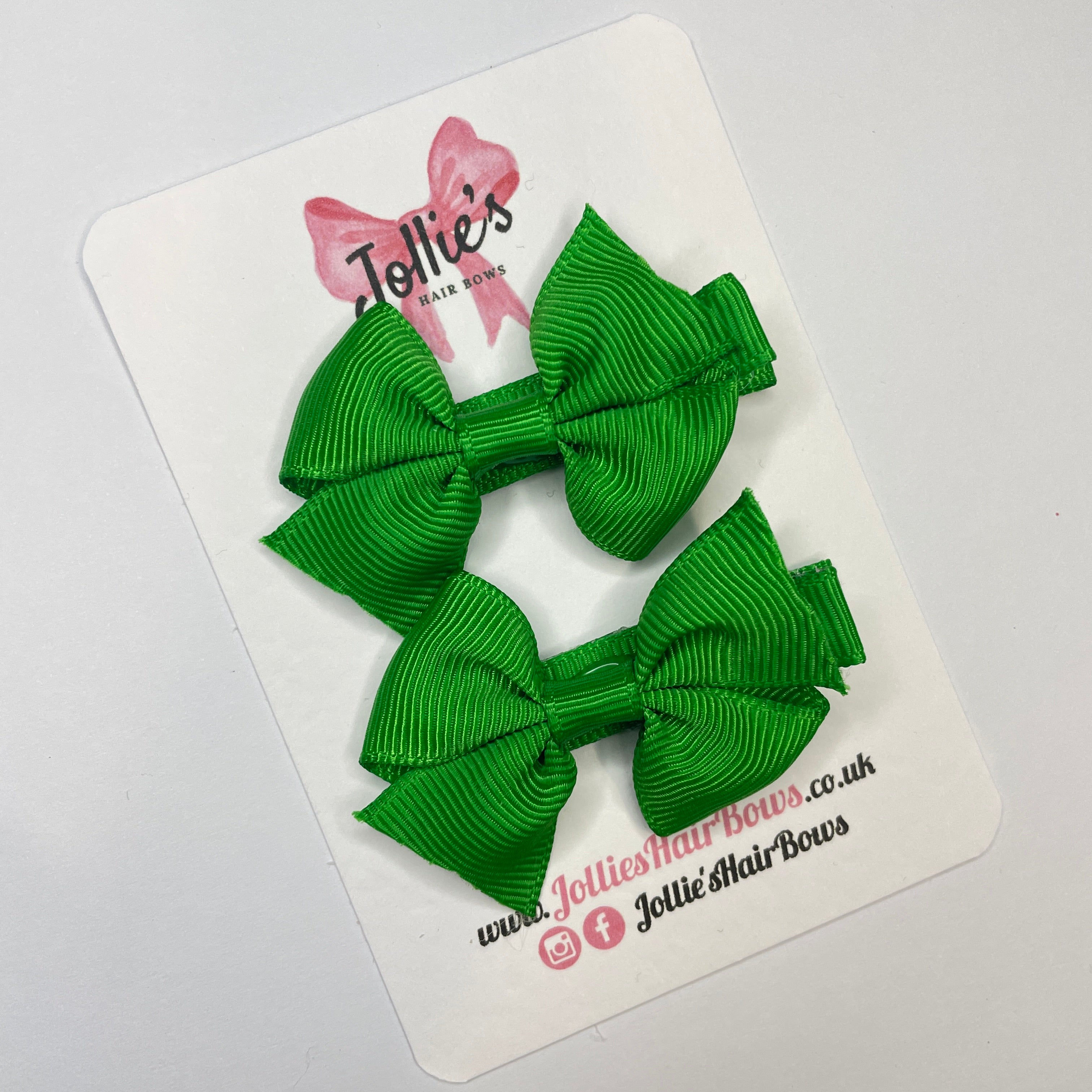 2inch Bow with Clip (pair) - Emerald Green