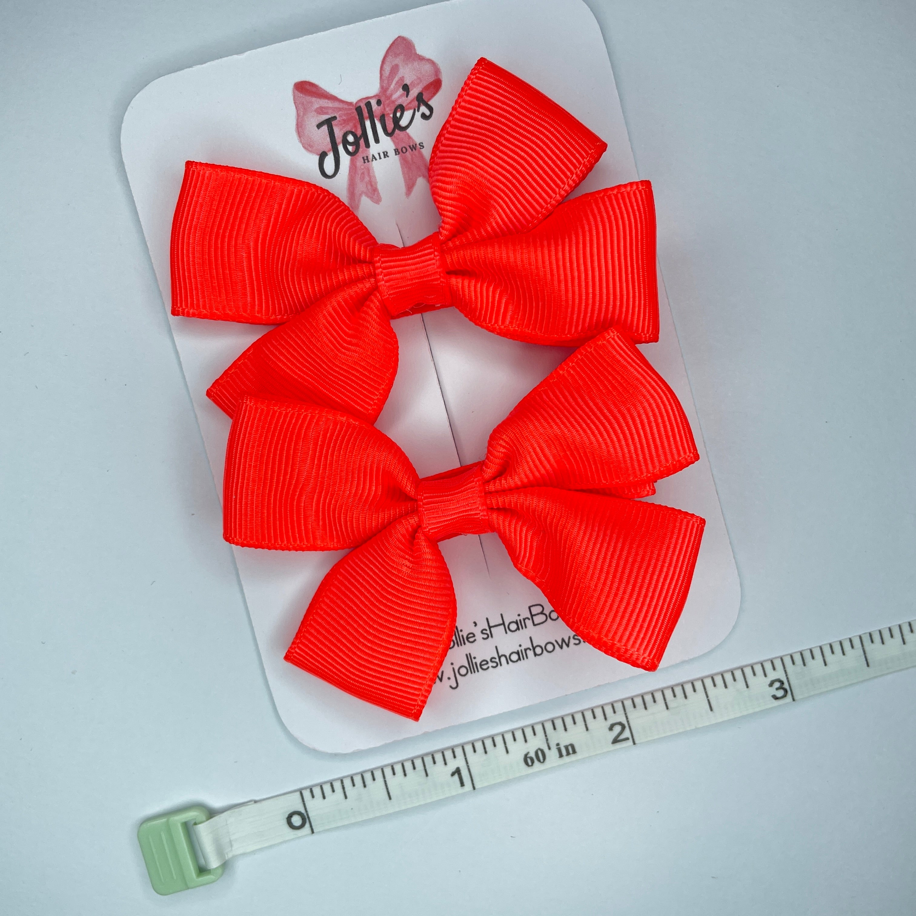 2.5inch Classic Bow with Clip (pair) - Neon Orange