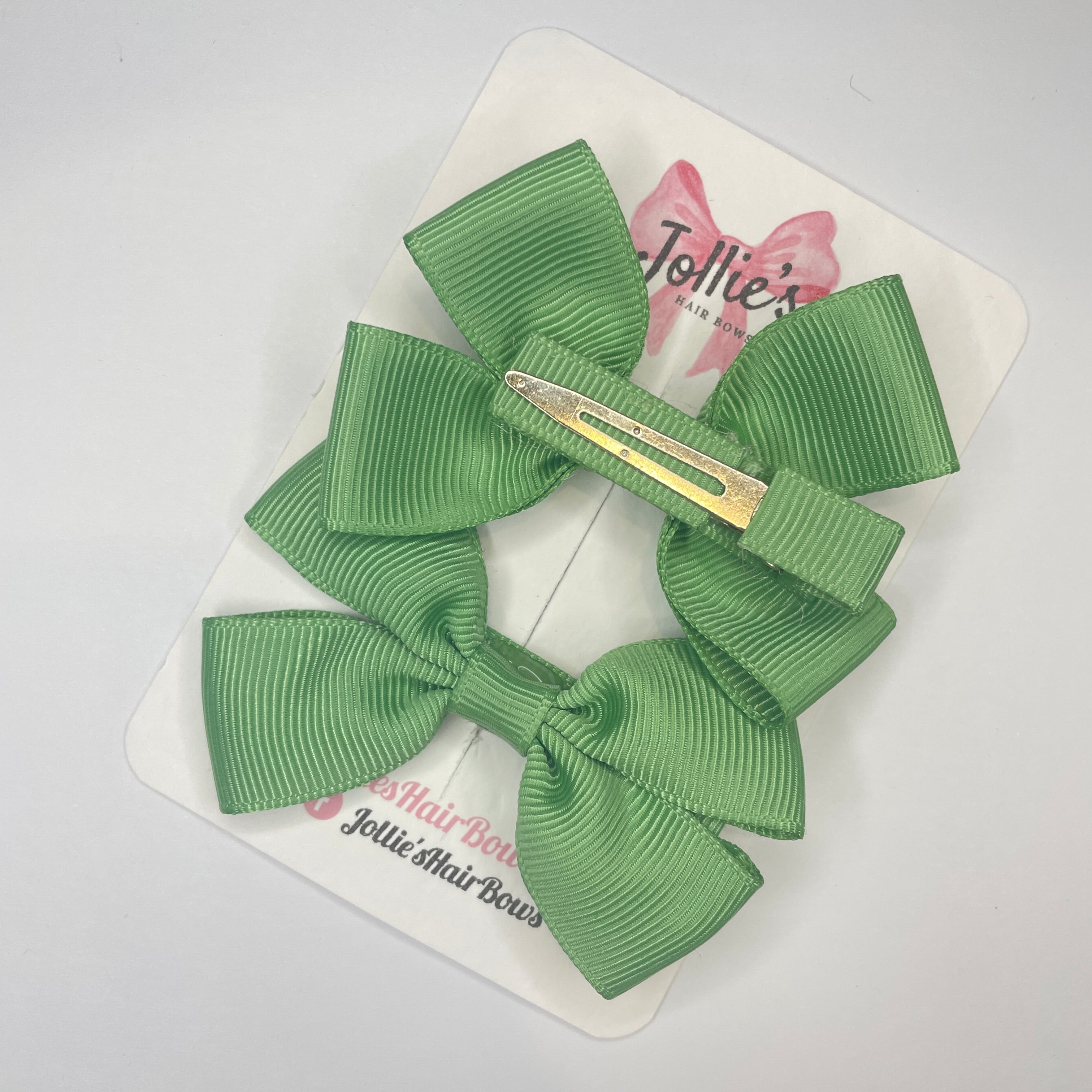 2.5inch Classic Bow with Clip (pair) - Sage Green