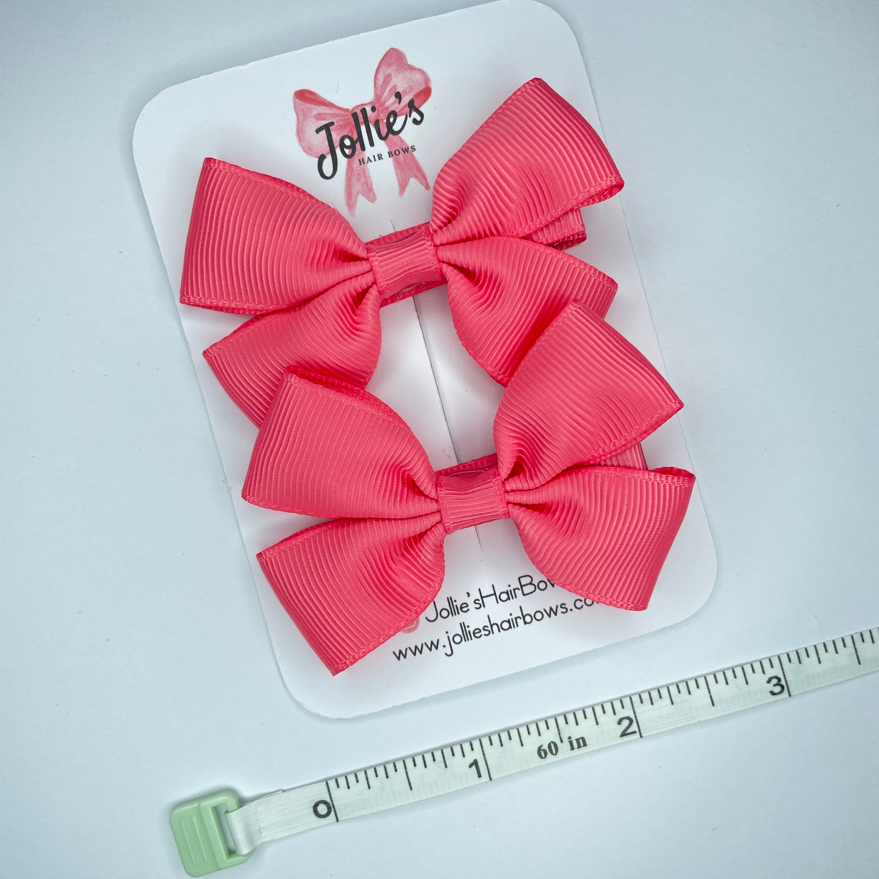 2.5inch Classic Bow with Clip (pair) - Coral Rose