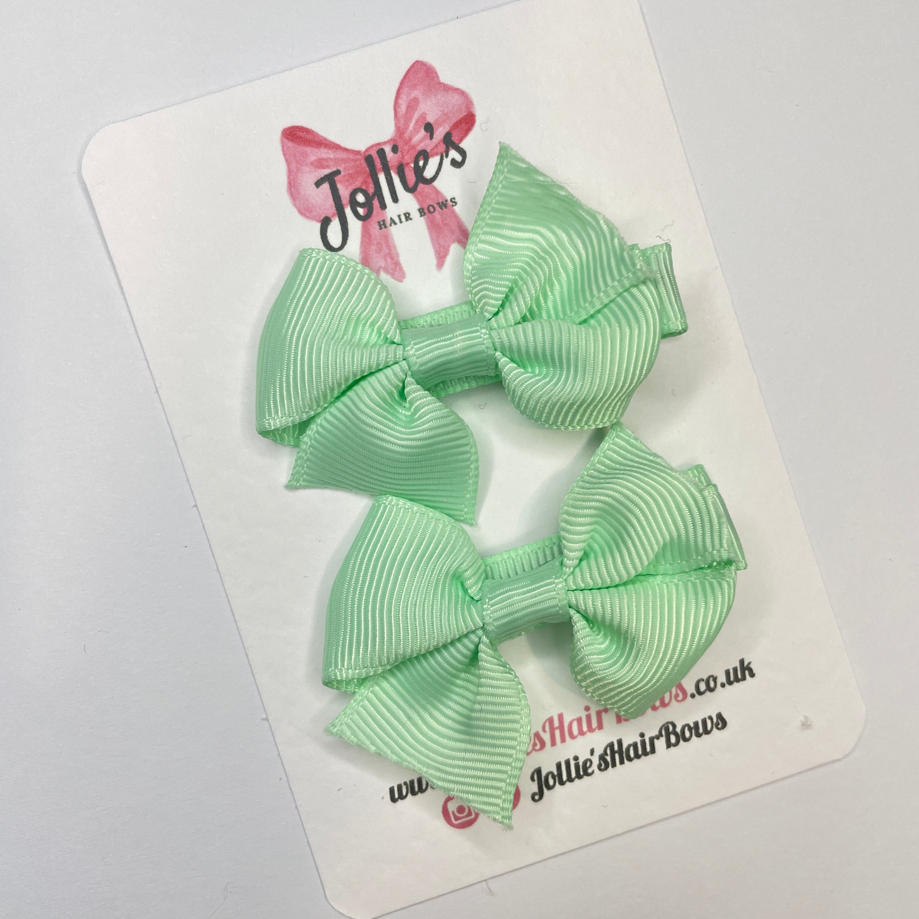 2inch Bow with Clip (pair) - Pastel Green