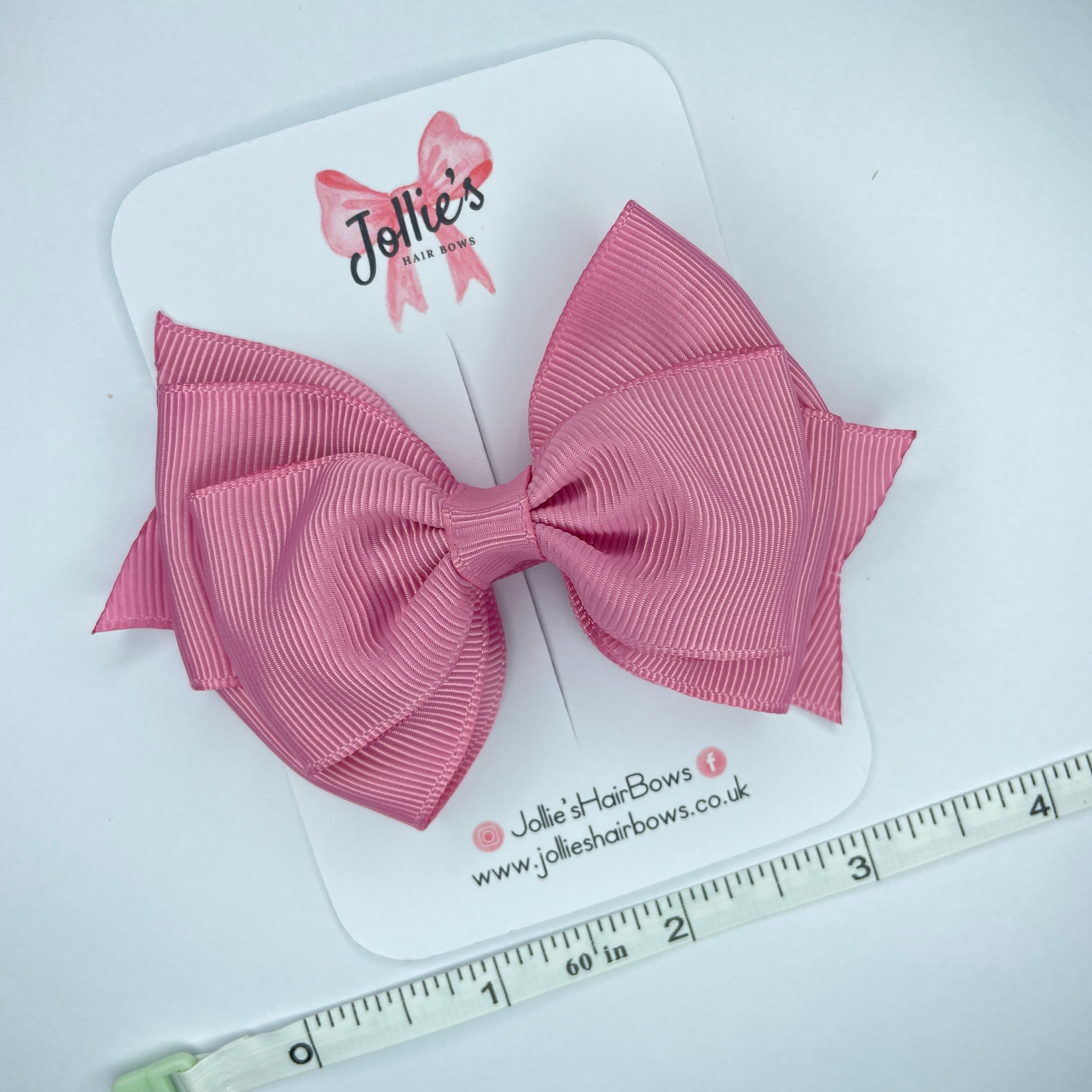 4inch Triple Layers Bow with Clip - Wild Rose