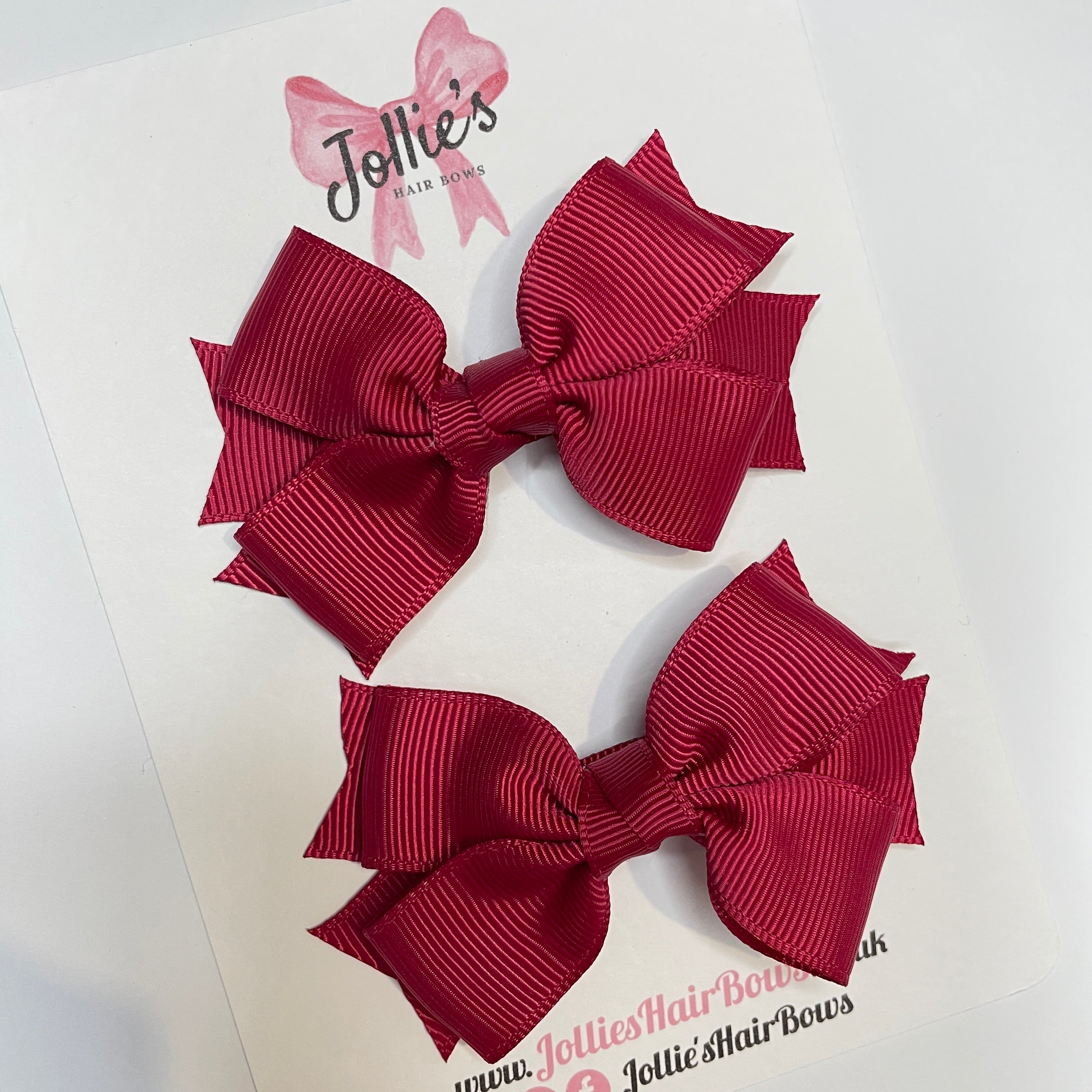 3inch Layered Bow with Clip (pair) - Beauty