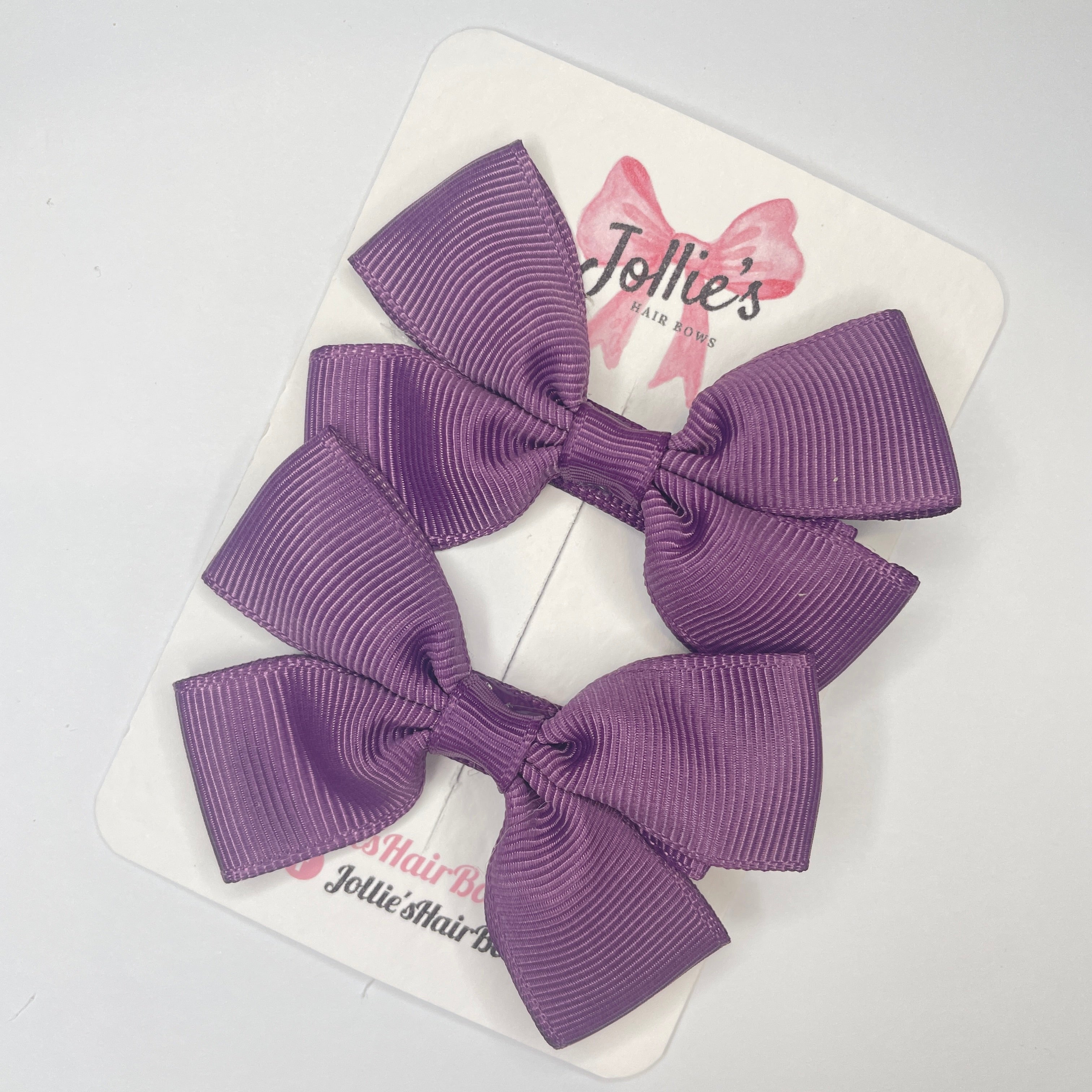 2.5inch Classic Bow with Clip (pair) - Amethyst