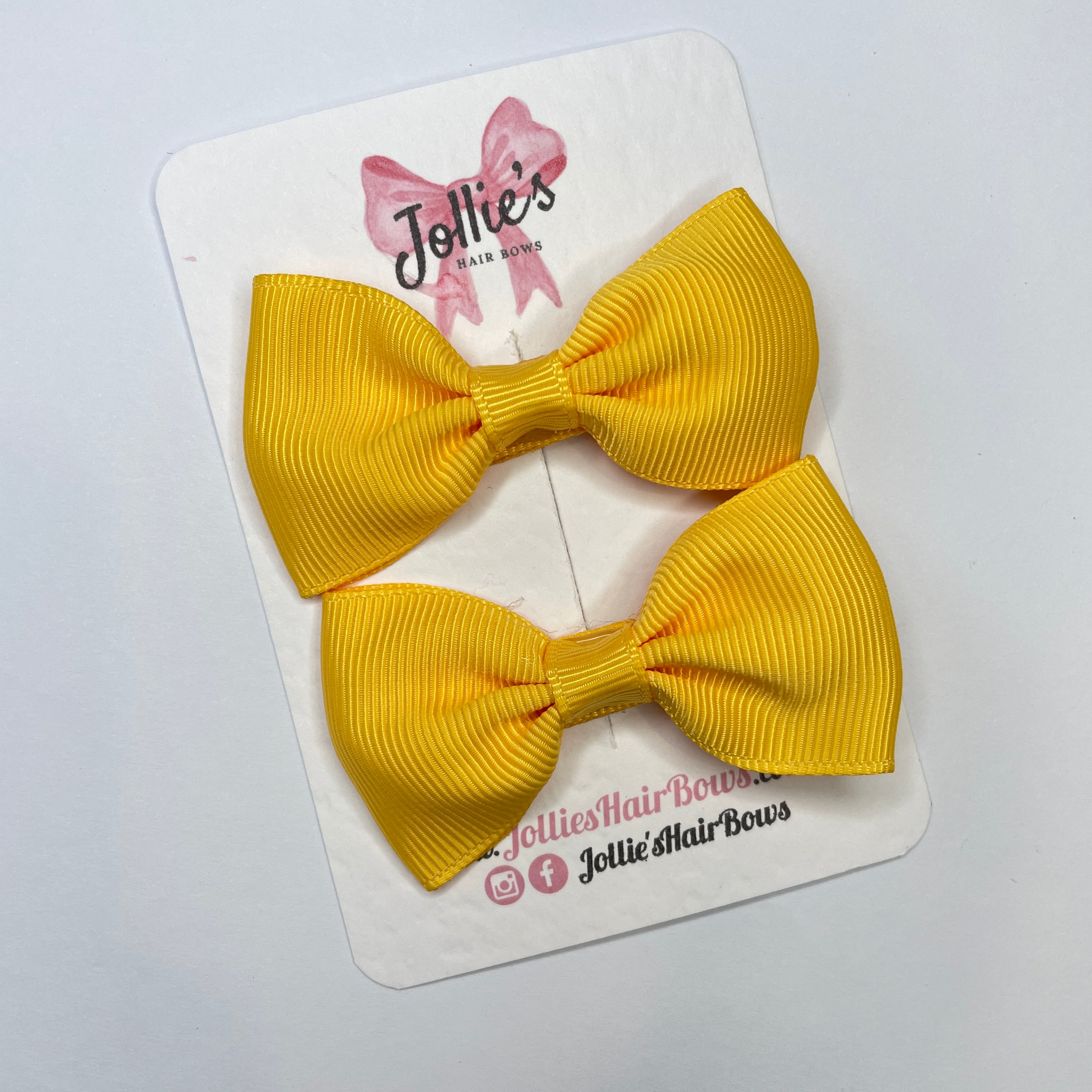 2.5inch Simple Bows with Clip (pair) - Yellow Gold