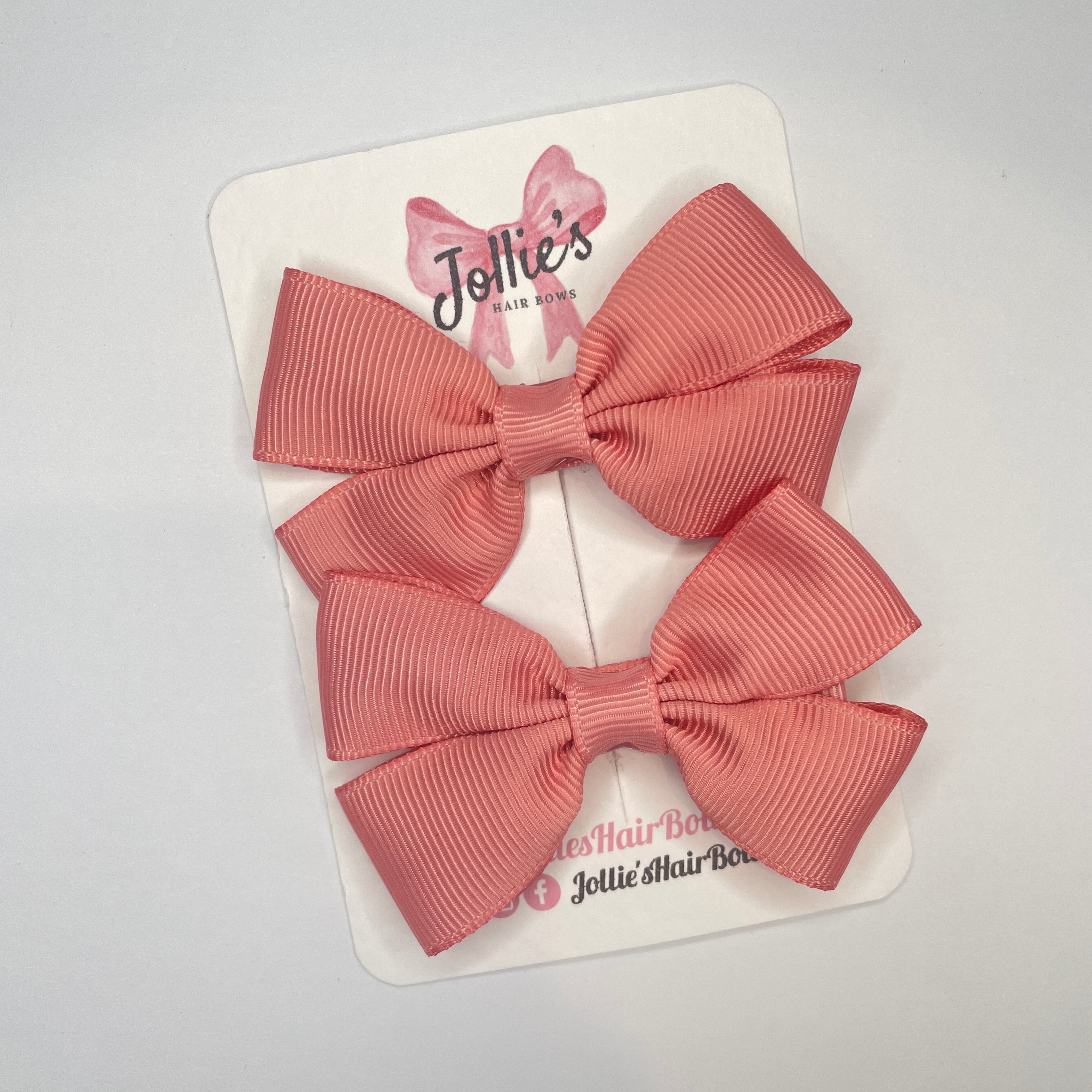 2.5inch Classic Bow with Clip (pair) - Dusty Rose