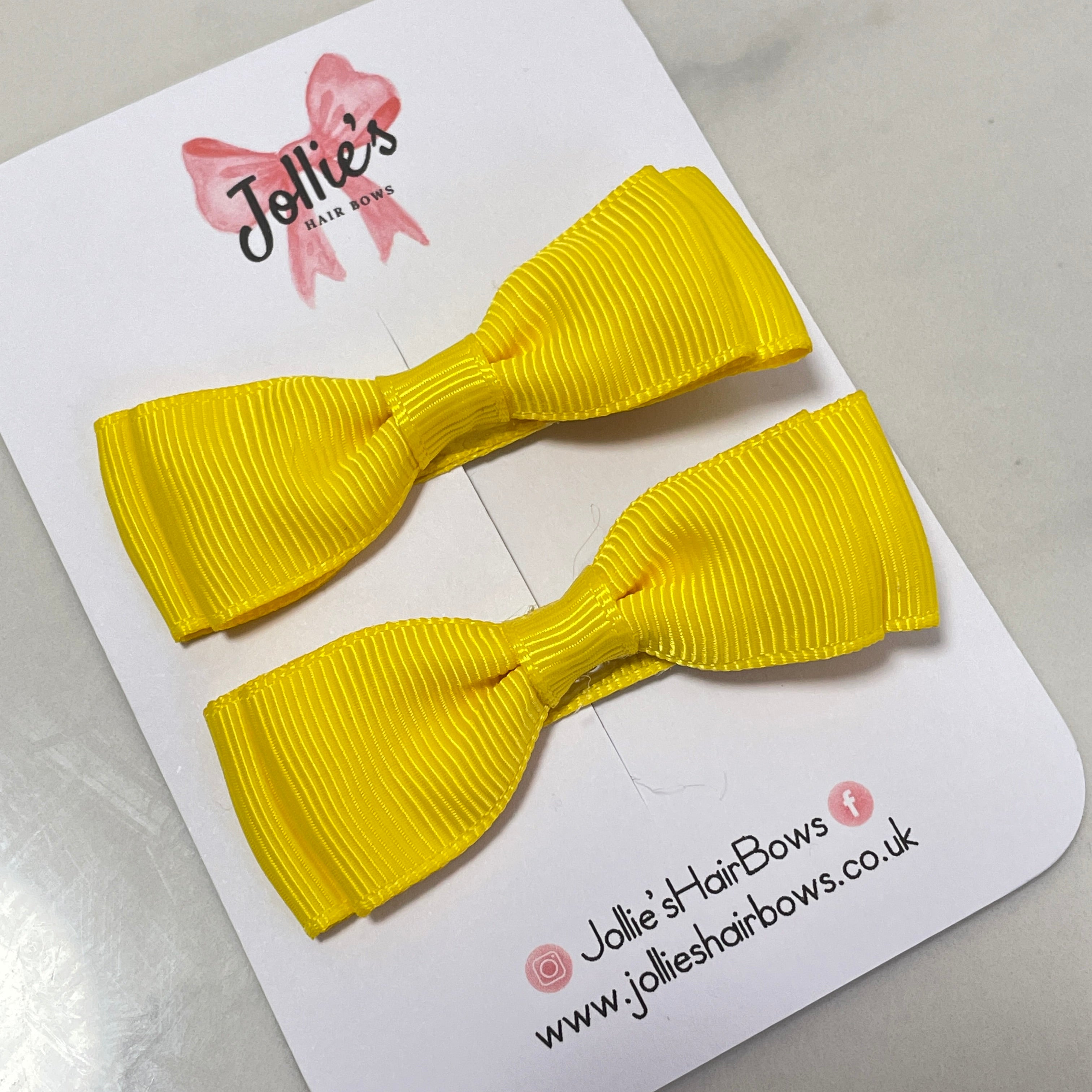 2inch Bow with Clip (pair) - Daffodil