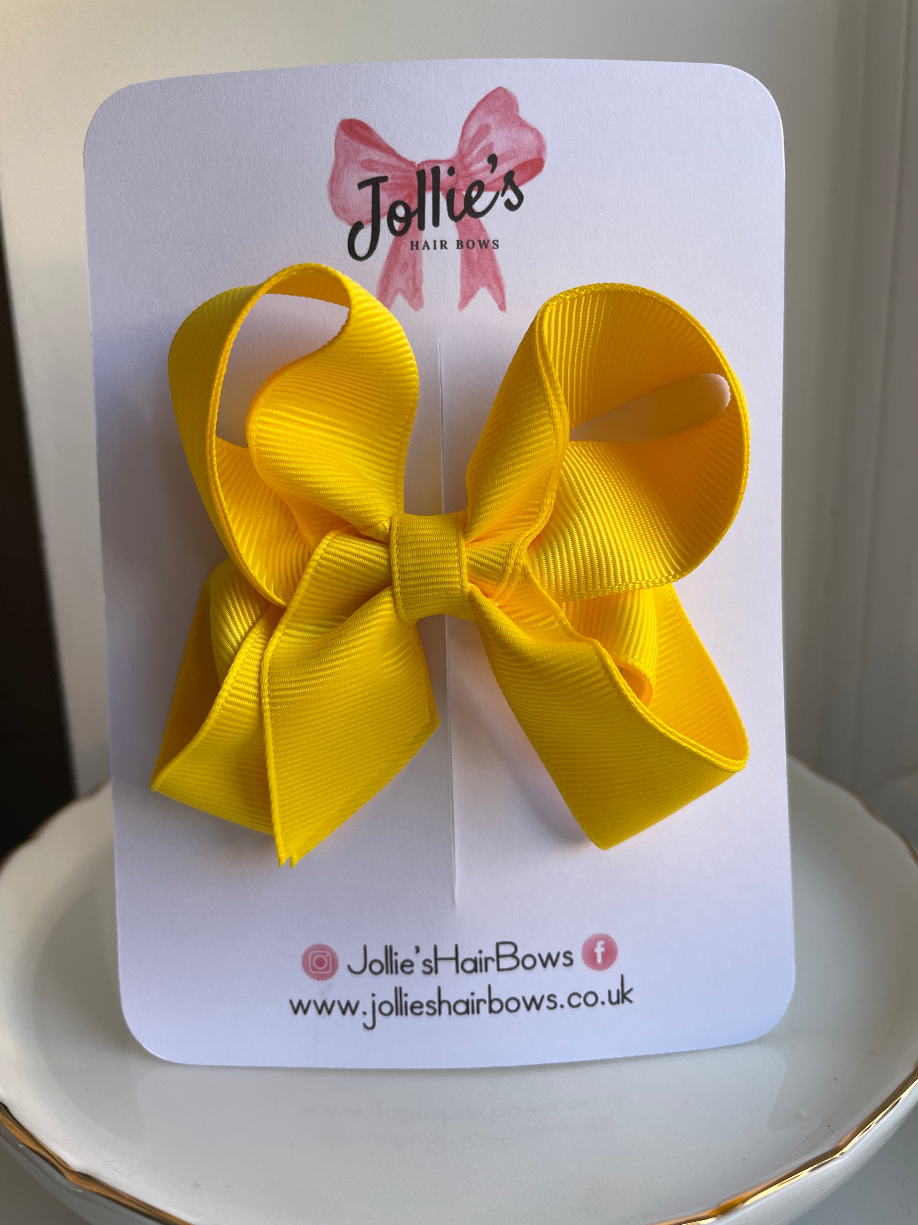 4inch Double Layers Bow with Clip - Daffodil