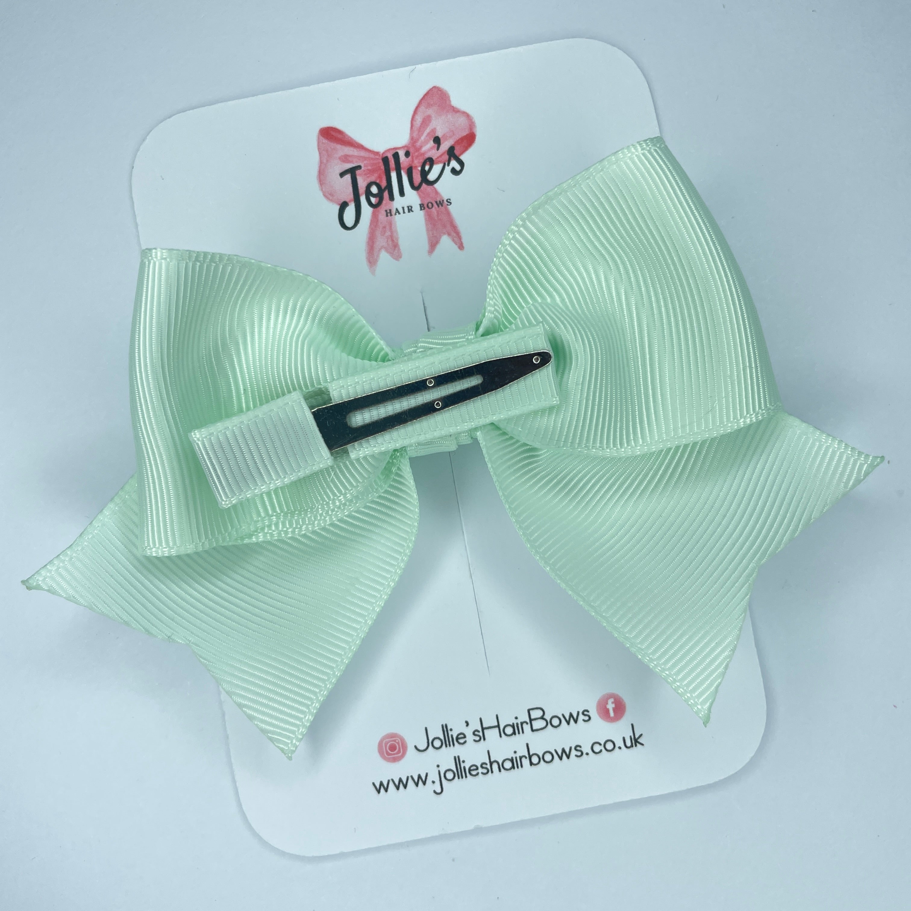 4inch Ribbon Bow with Clip - Ice Mint