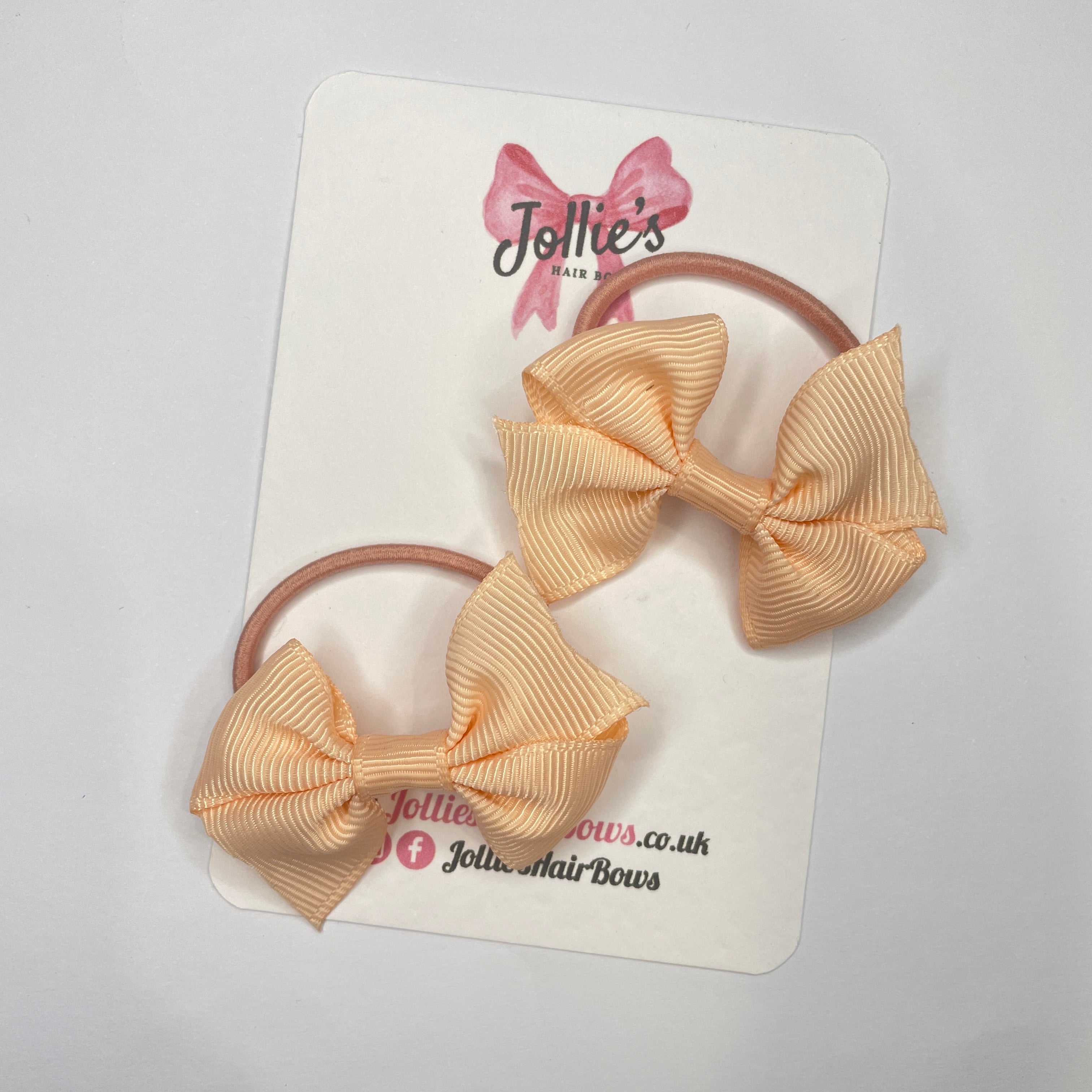 2inch Bow with thin elastic (pair) - Petal Peach