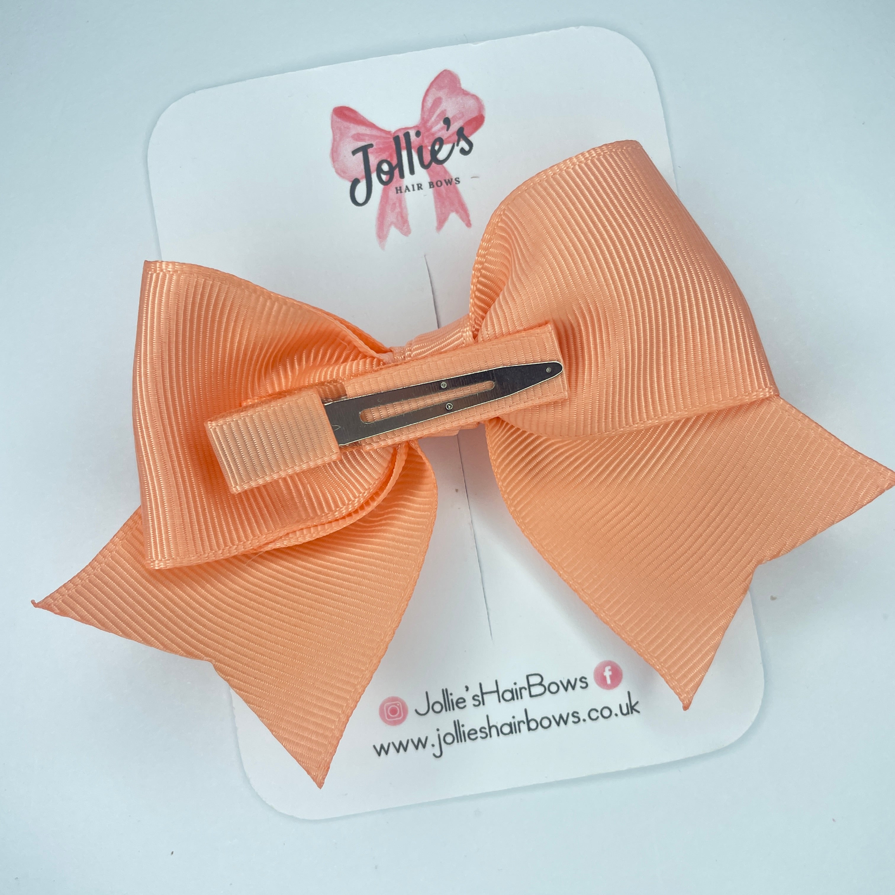 4inch Ribbon Bow with Clip - Peach